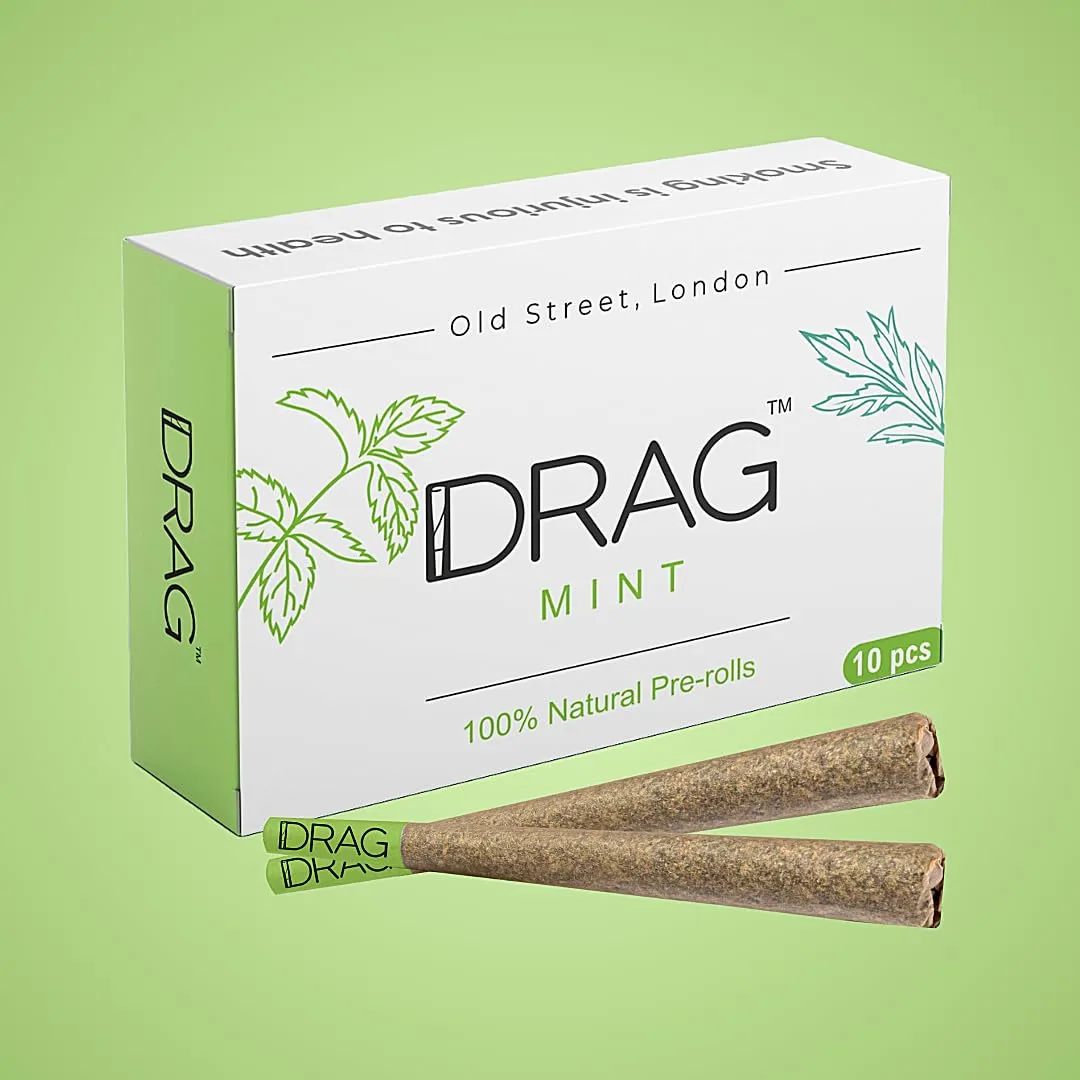 Drag-Mint | 100% Natural Herbal Joints, Tobacco-Free and Nicotine Free (Pack of 10)