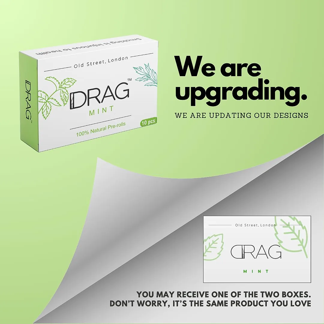 Drag-Mint | 100% Natural Herbal Joints, Tobacco-Free and Nicotine Free (Pack of 10)