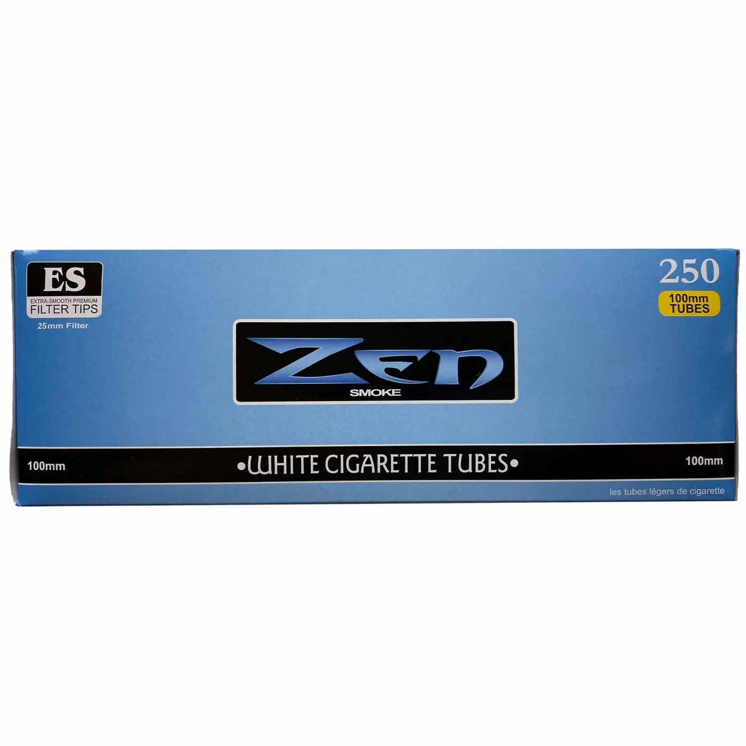 Zen Cigarette Tubes | Light | 100's | Blue | 250 Tubes | Includes American Rolling Scoop Card