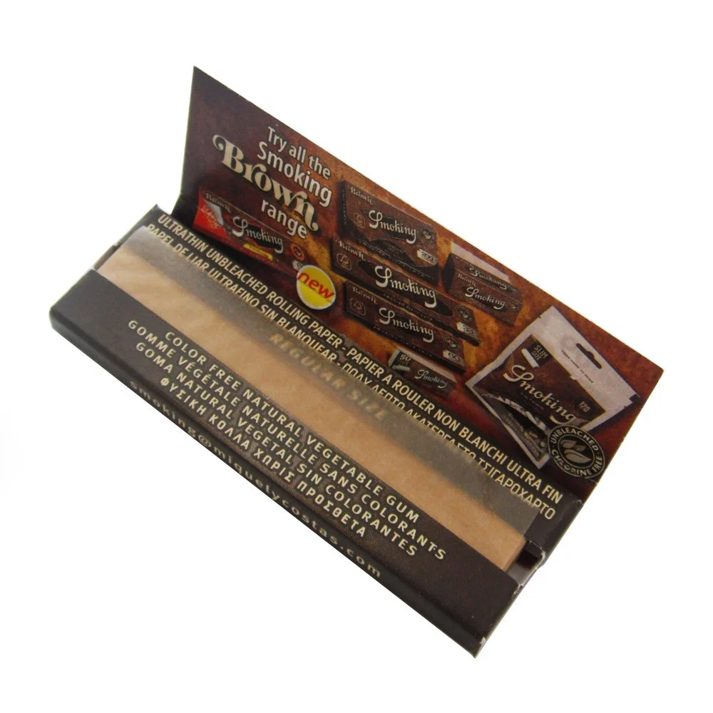 Smoking - Brown Unbleached Ultra Thin Single Wide Rolling Papers - 5 Booklets with 60 Leaves per Booklet