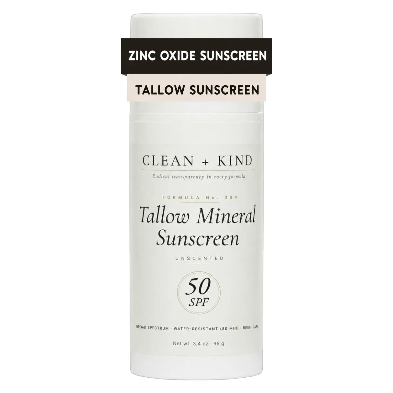 Organic Beef Tallow Sunscreen SPF 50 Zinc Oxide Unscented
