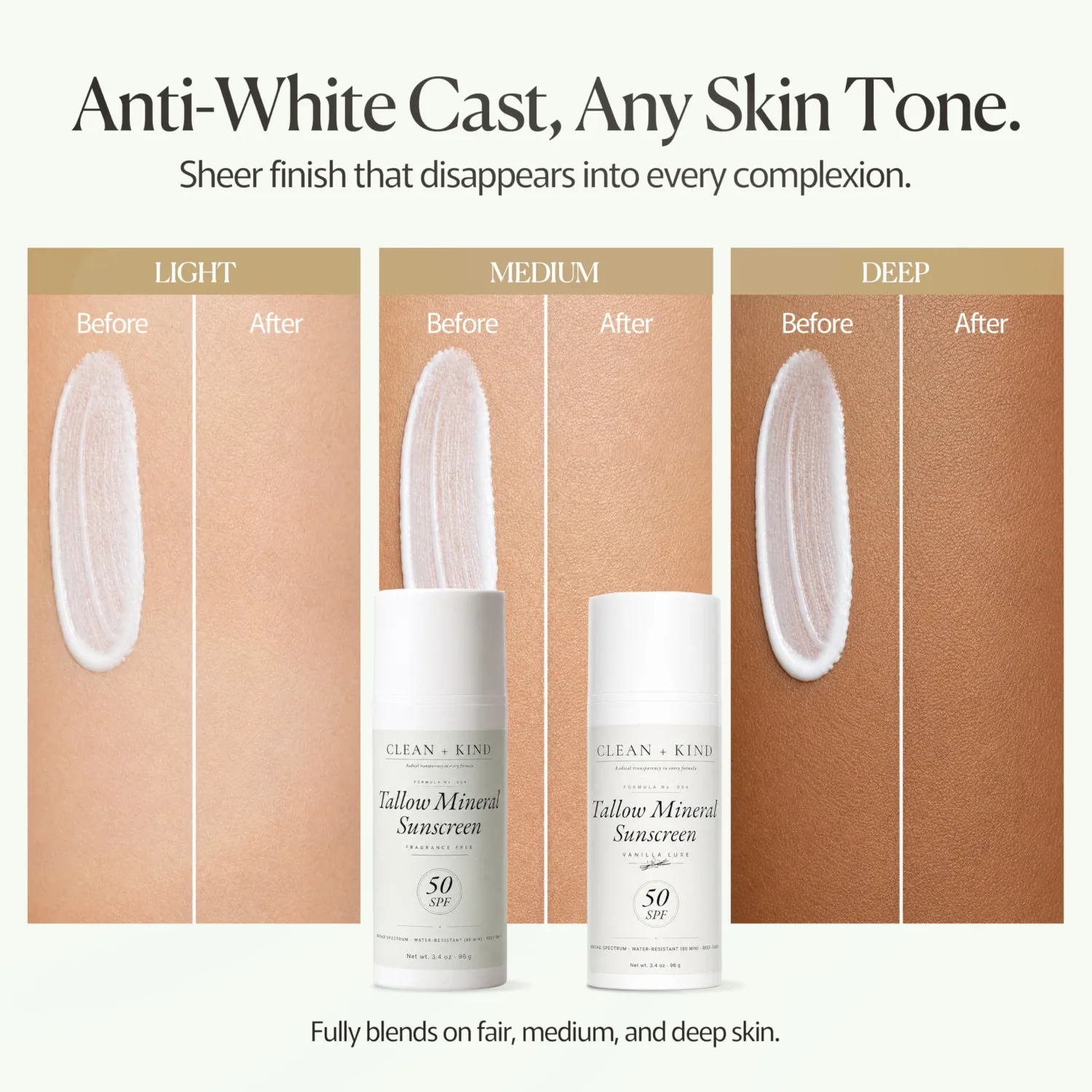 Organic Beef Tallow Sunscreen SPF 50 Zinc Oxide Unscented