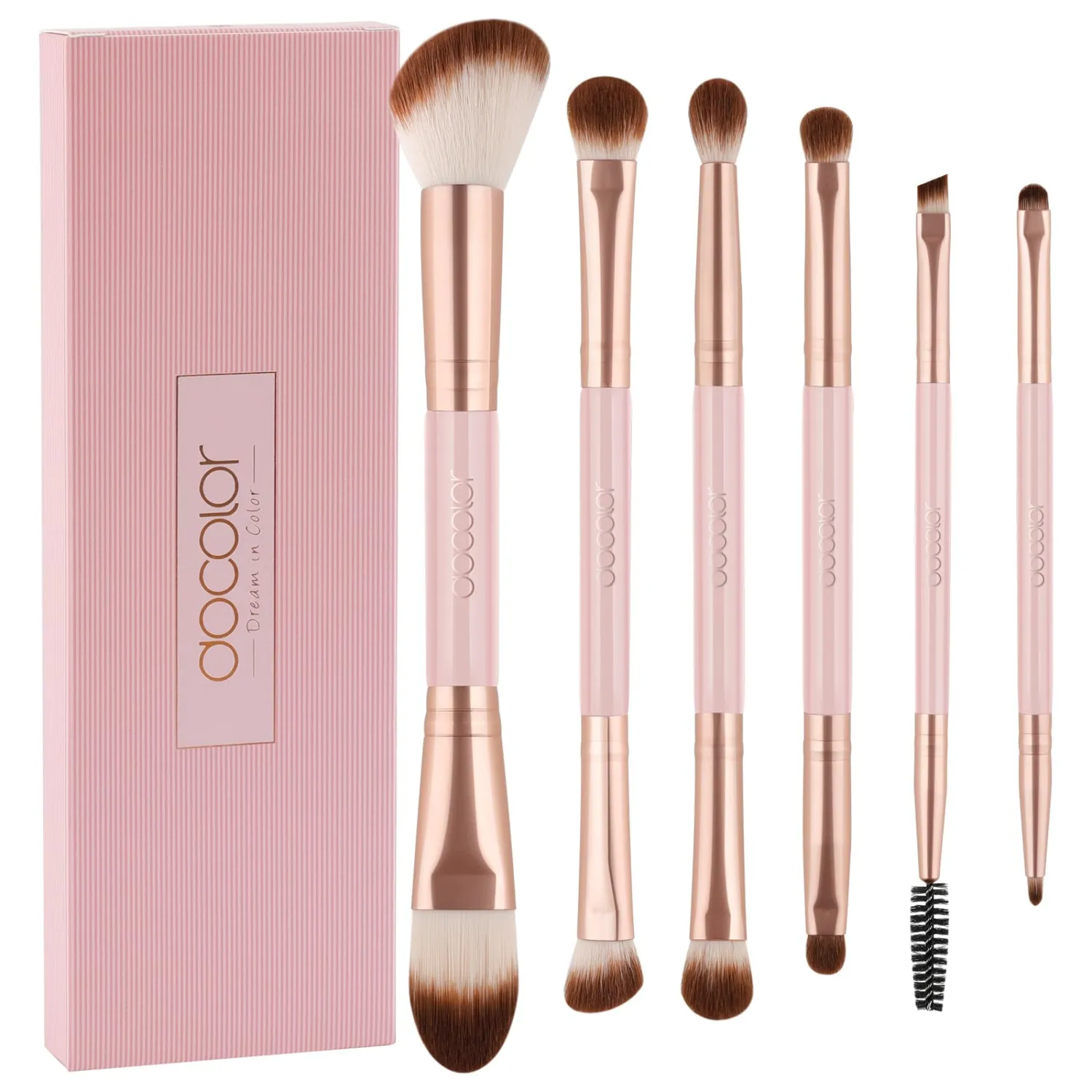 docolor 6 Piece Dual-Sided Eyeshadow Brushes - 12 Functions in 1 Set