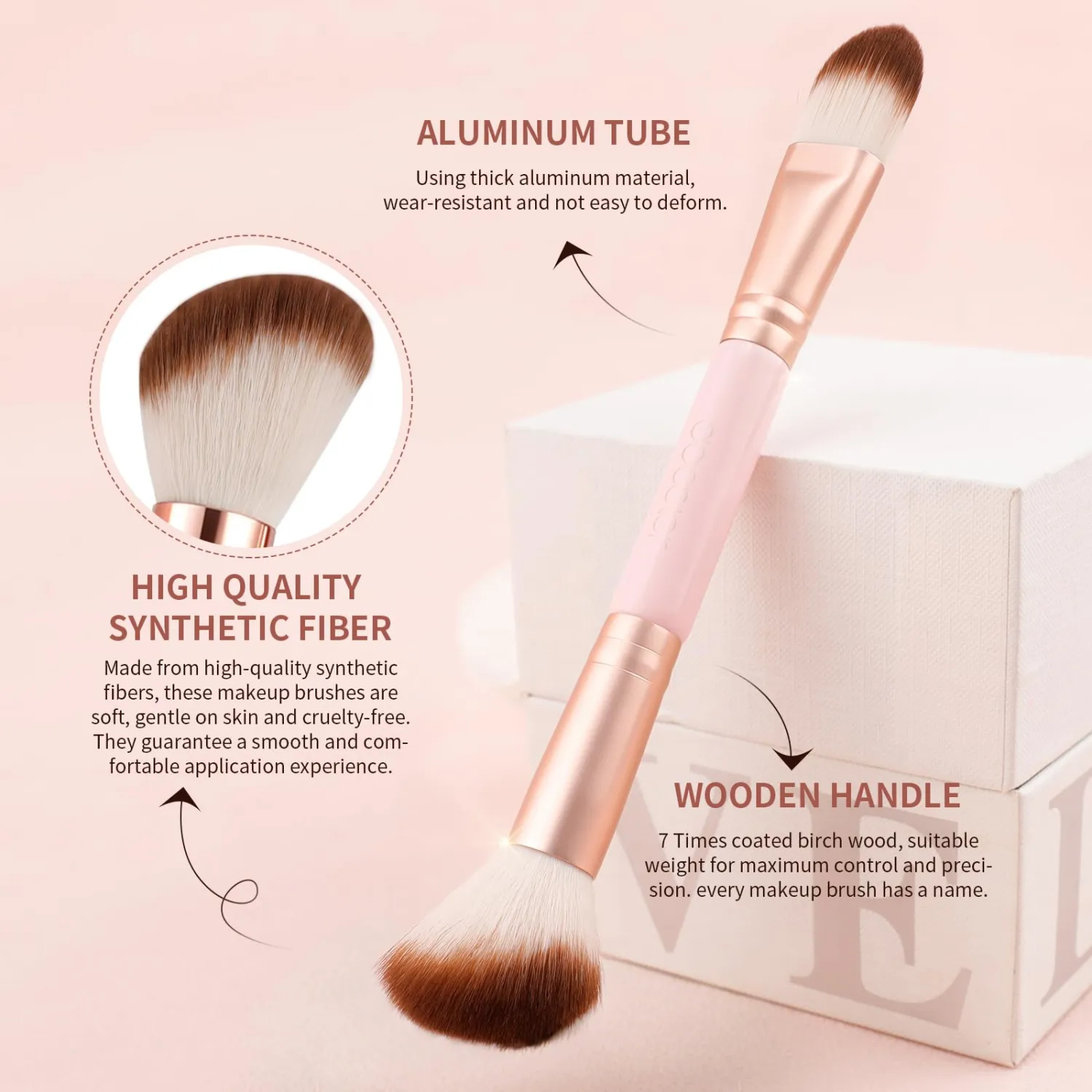 docolor 6 Piece Dual-Sided Eyeshadow Brushes - 12 Functions in 1 Set