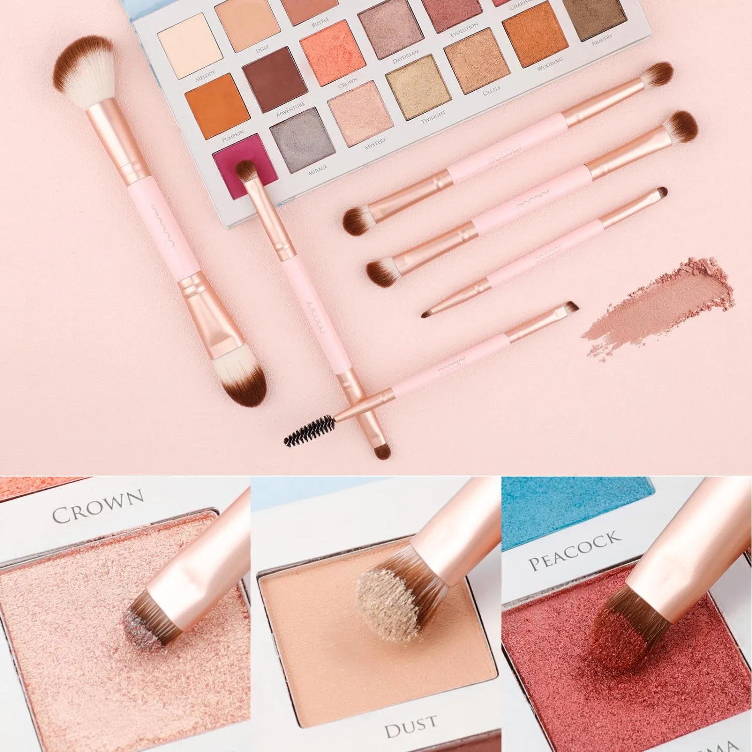 docolor 6 Piece Dual-Sided Eyeshadow Brushes - 12 Functions in 1 Set