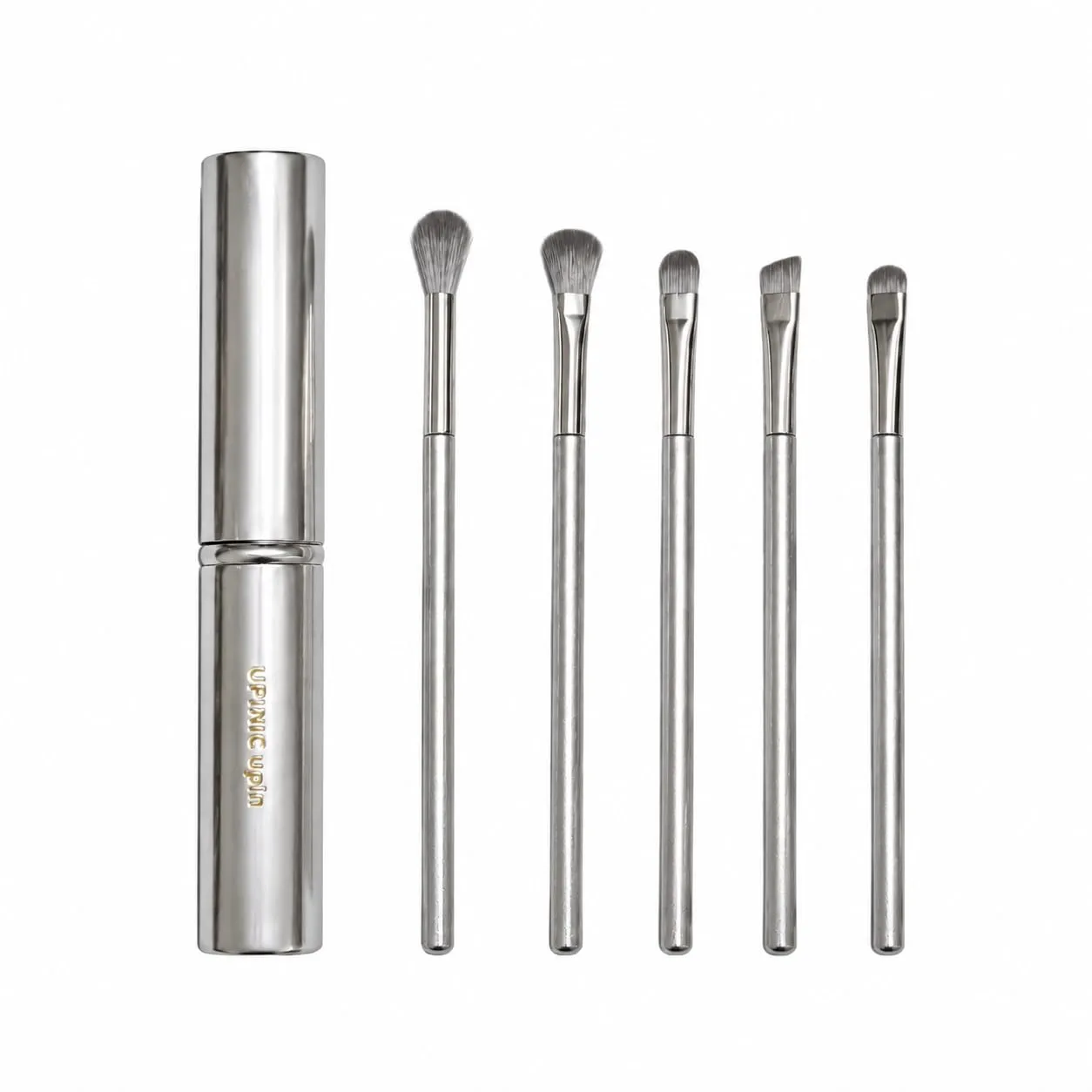 5-Piece Makeup Brush Set – Ultra-Soft Synthetic Bristles, Professional Face & Eye Brushes for Flawless Foundation, Powder, Blush & Eyeshadow-Silver