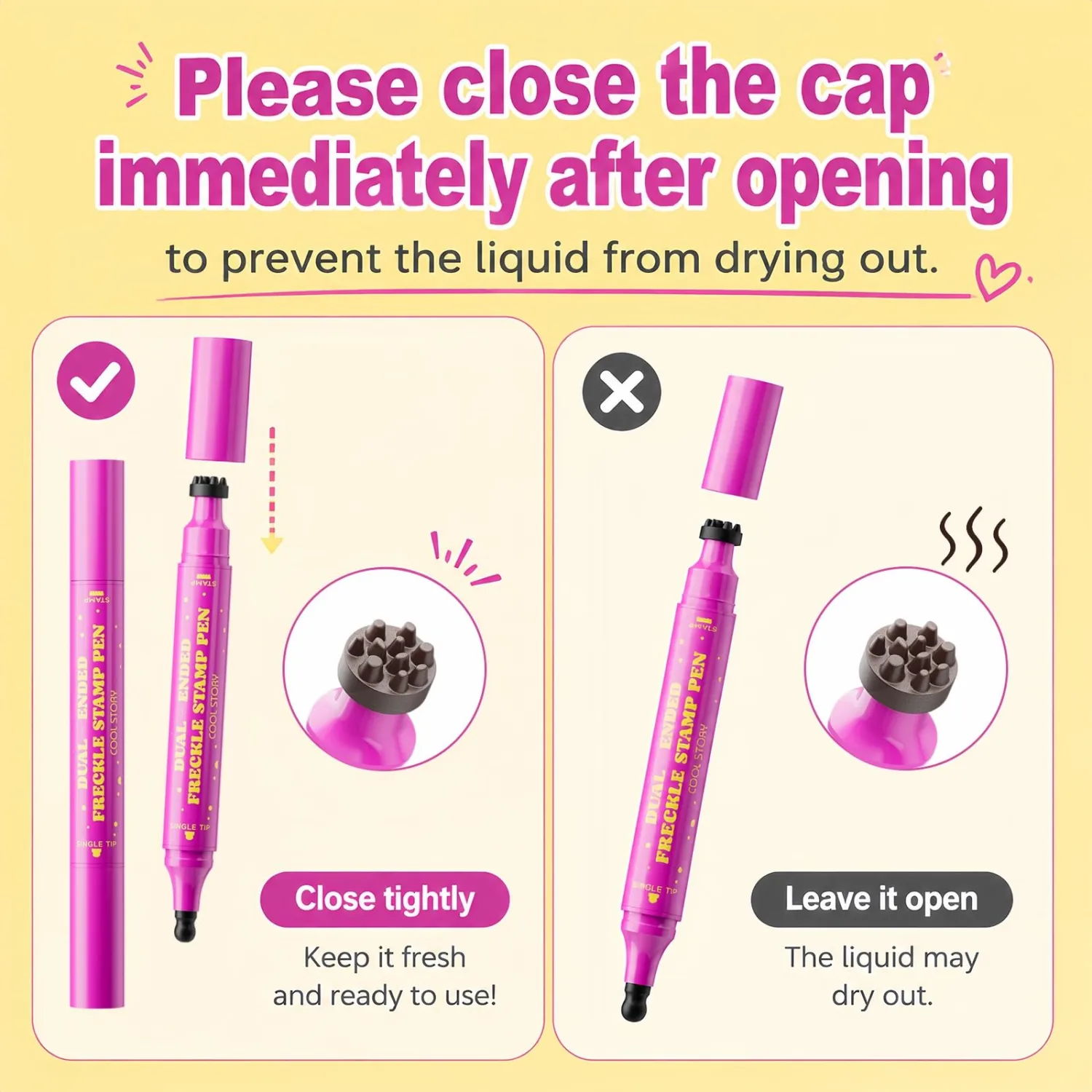 Dual-Ended Freckle Stamp Pen, Faux Freckles Makeup with Round Sponge Tip & Multi-Point Stamp, Waterproof Long Lasting Natural Freckle Pen for Beauty Marks, Face Makeup (01# Beige Brown)