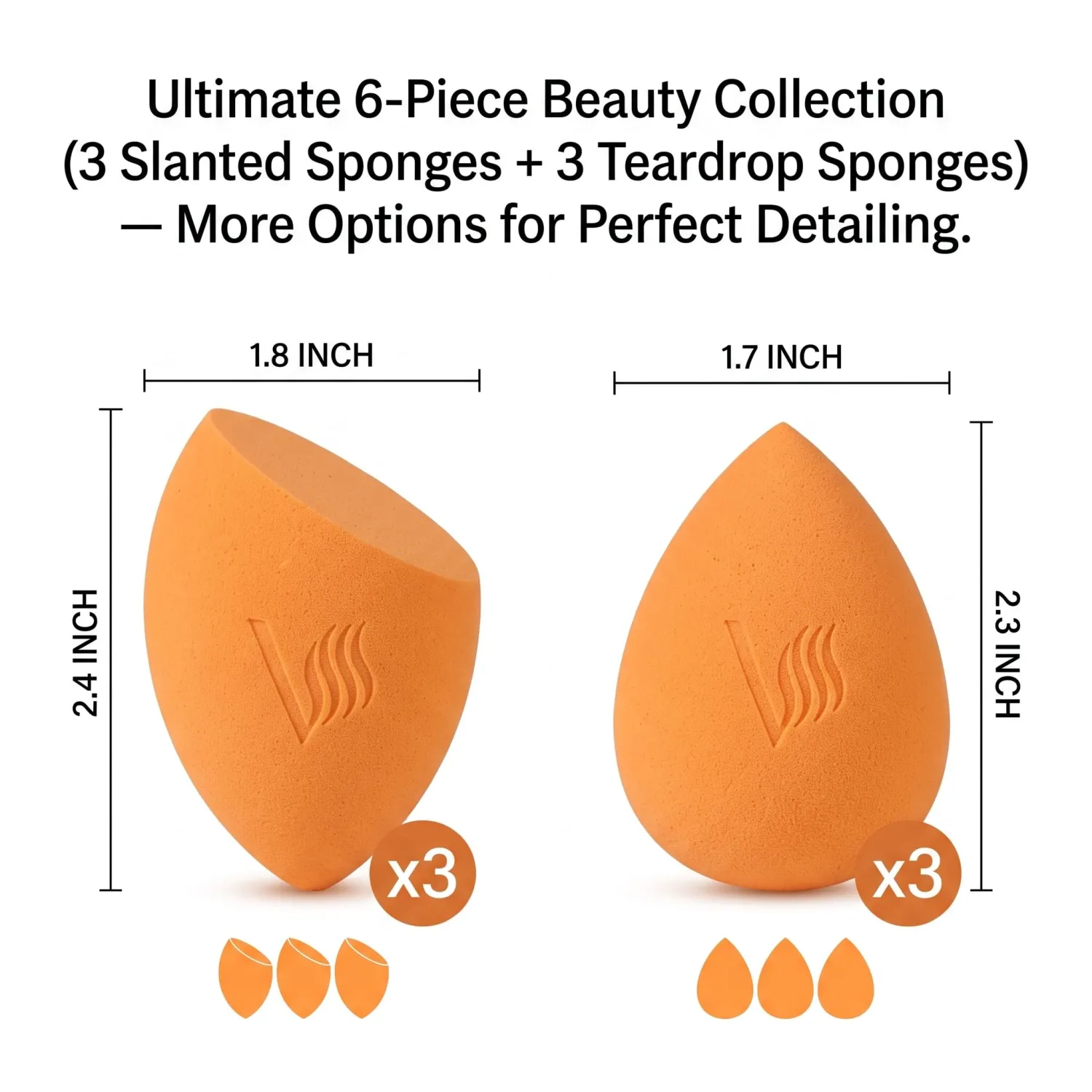 Hi-Def Latex Free Firm Elastic Makeup Sponge Set (6-Pack)
