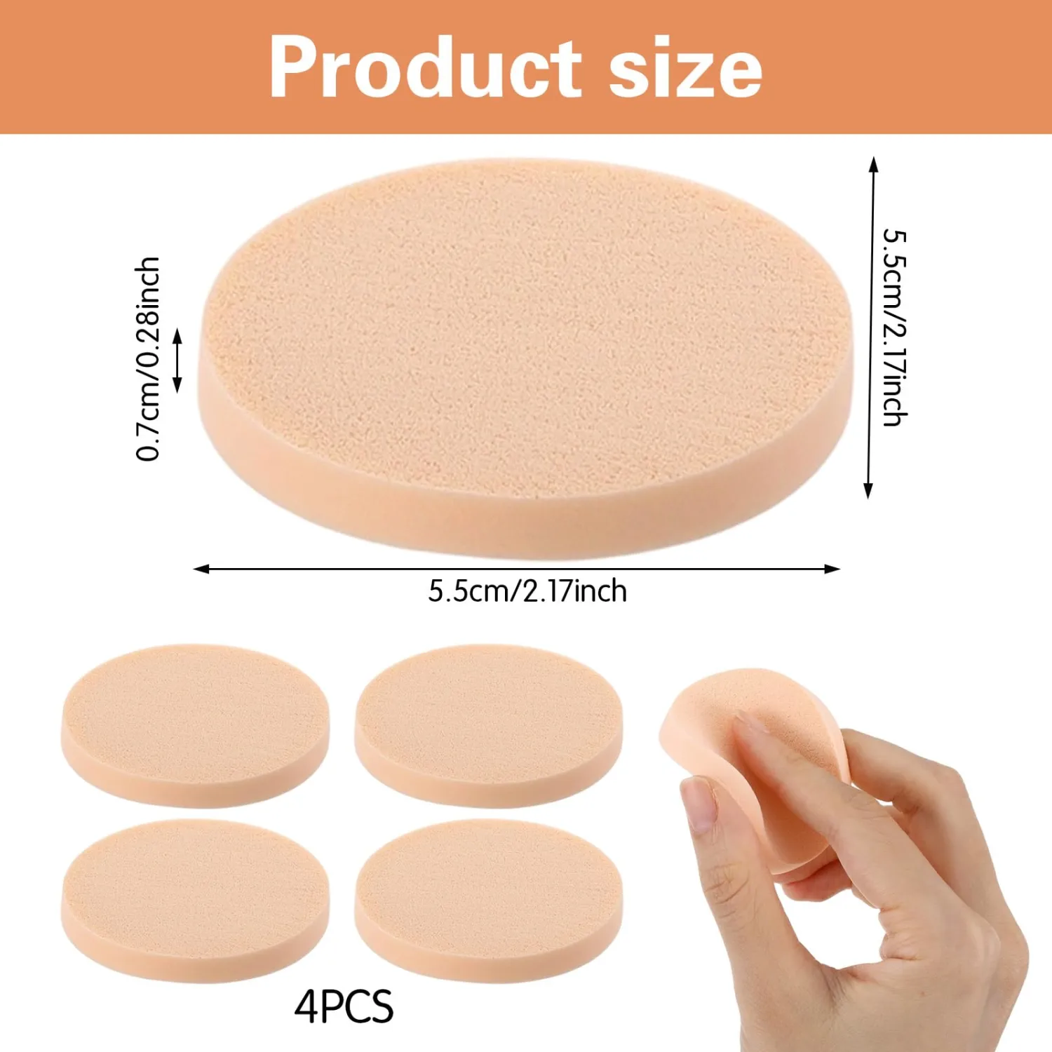 4 Pcs Round Makeup Sponge Make Up Pads for Foundation Face Sponge