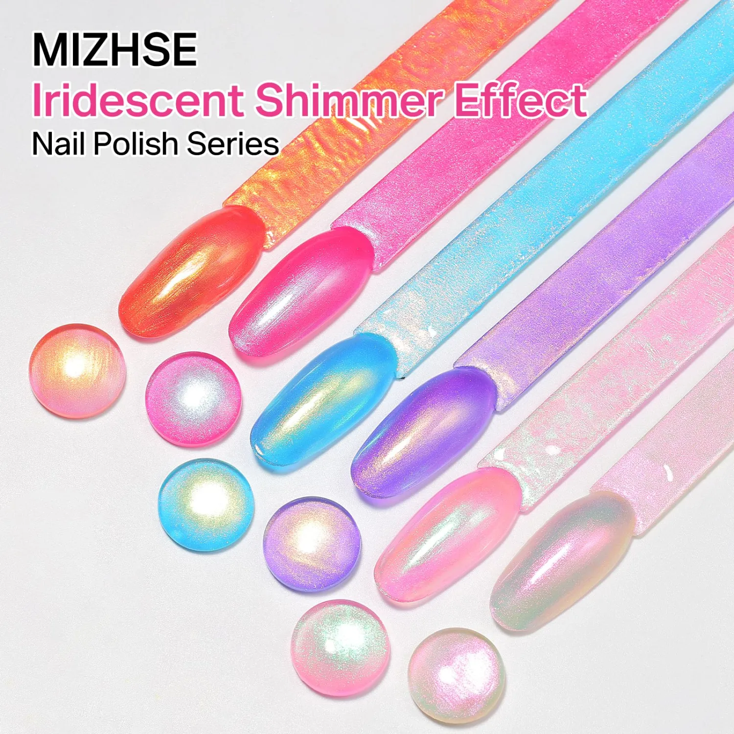MIZHSE Iridescent Hot Pink Nail Polish, Quick Dry Pearl Nail Polish