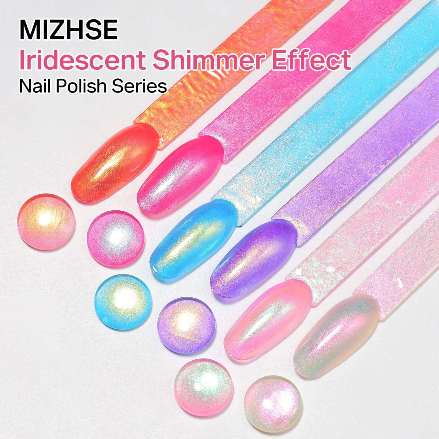 MIZHSE Iridescent Light Pink Nail Polish, Quick Dry Pearl Nail Polish