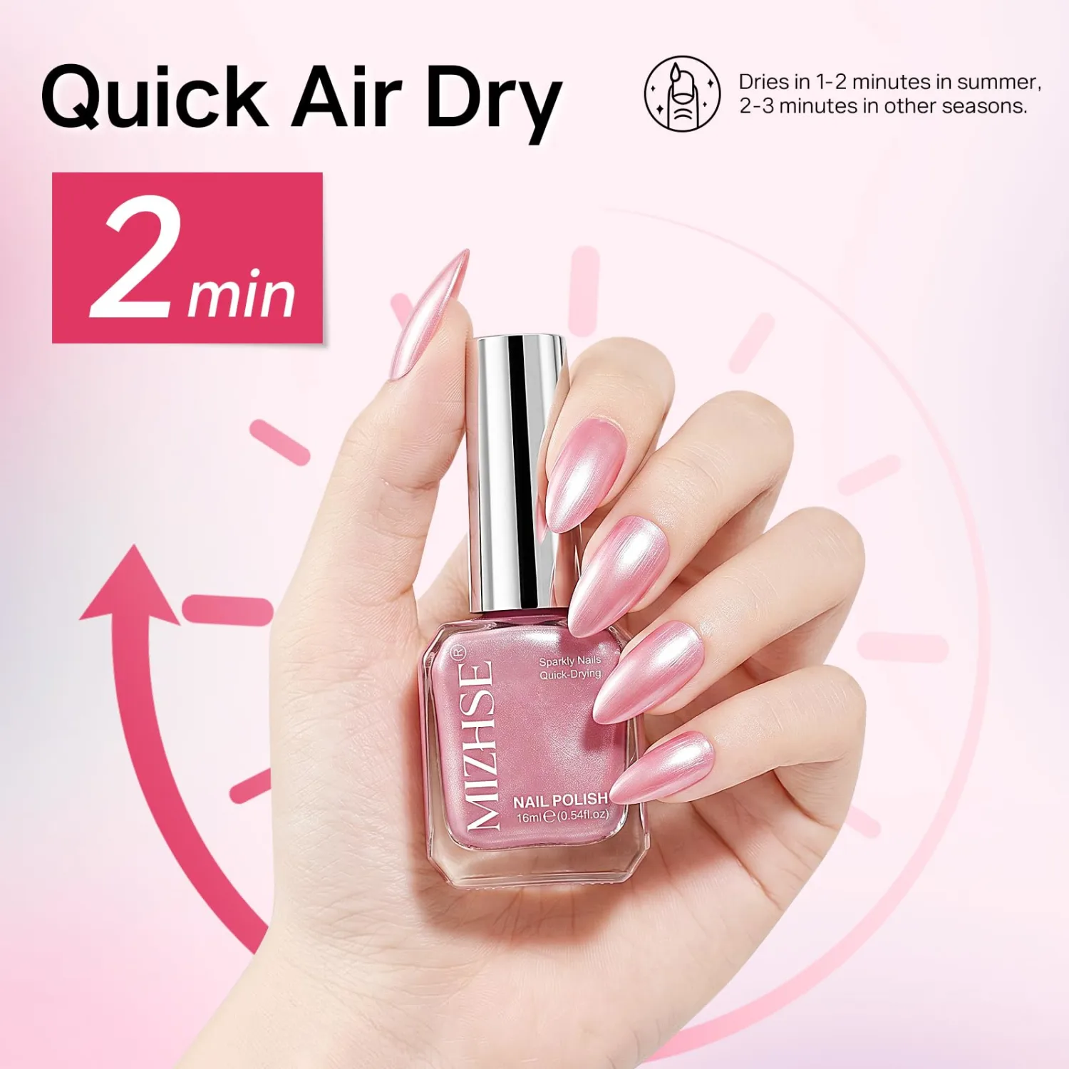 MIZHSE Pearl Light Pink Scented Nail Polish, Quick Dry High Shine Finish