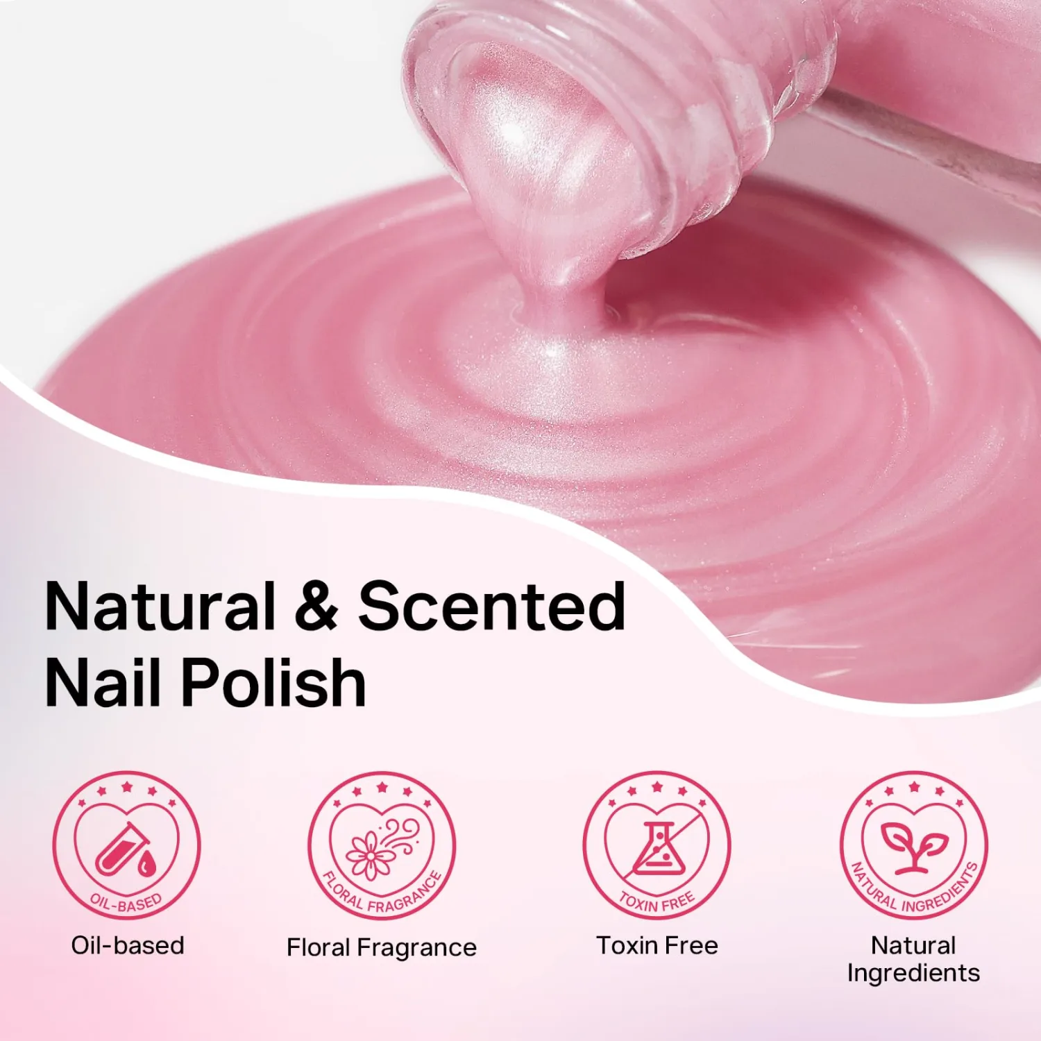 MIZHSE Pearl Light Pink Scented Nail Polish, Quick Dry High Shine Finish