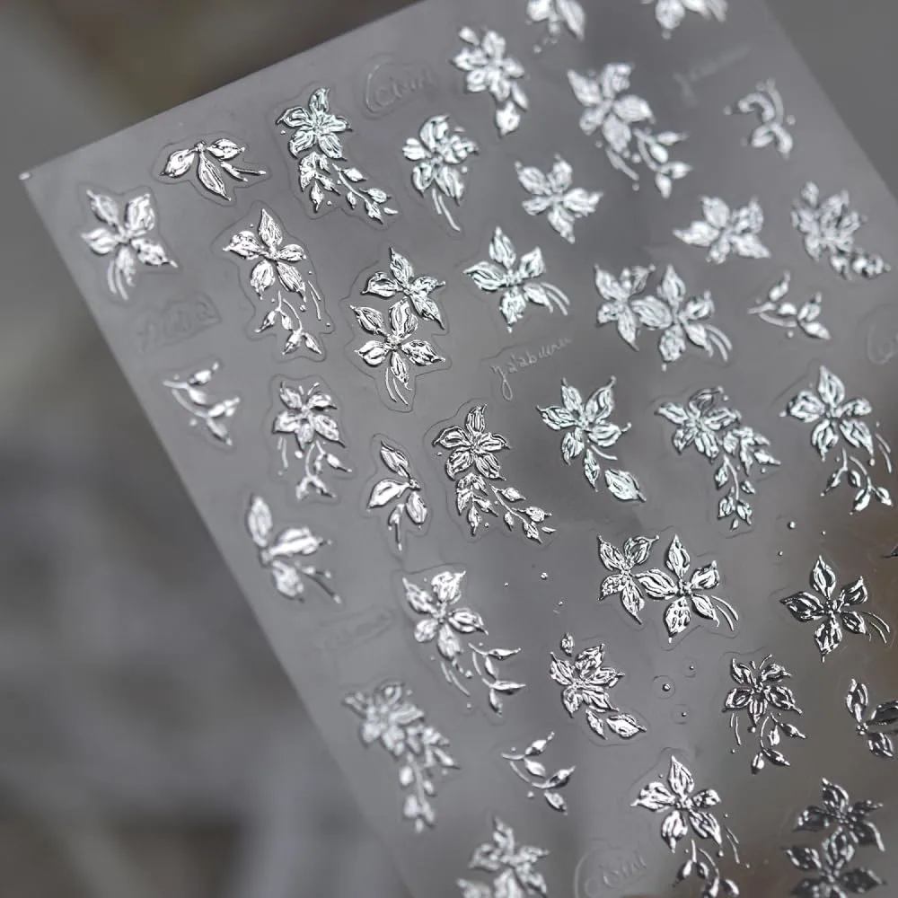 5D Embossed Nail Stickers, Premium Salon-Quality Self-Adhesive 3D Nail Art Decals, Refined Classic Designs for Easy DIY Manicure (Frosted Vine)