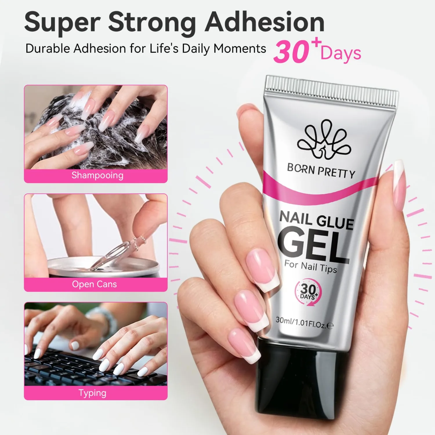 BORN PRETTY Solid Nail Glue Gel 30ml Super Strong Adhesive Nail Tips Glue