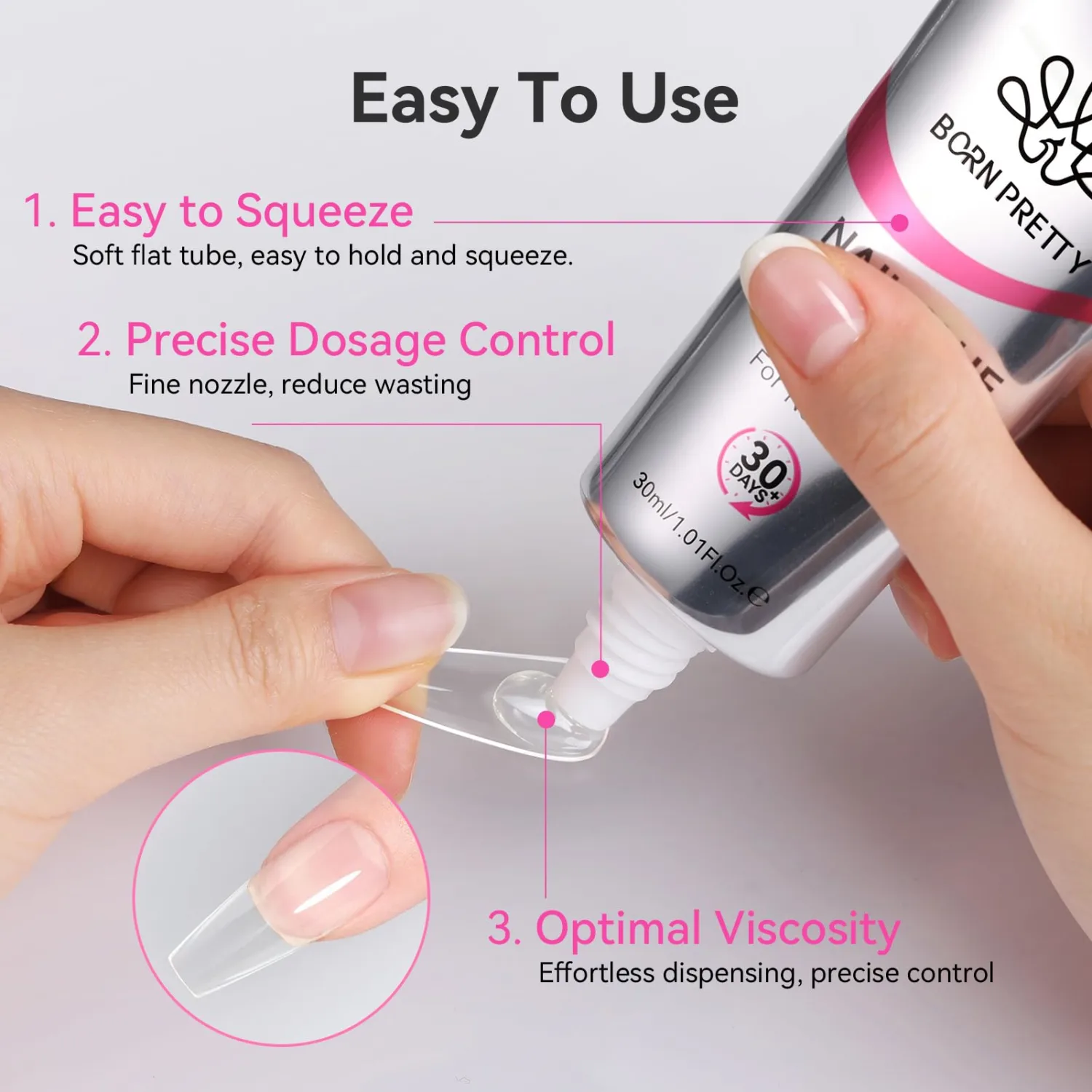 BORN PRETTY Solid Nail Glue Gel 30ml Super Strong Adhesive Nail Tips Glue