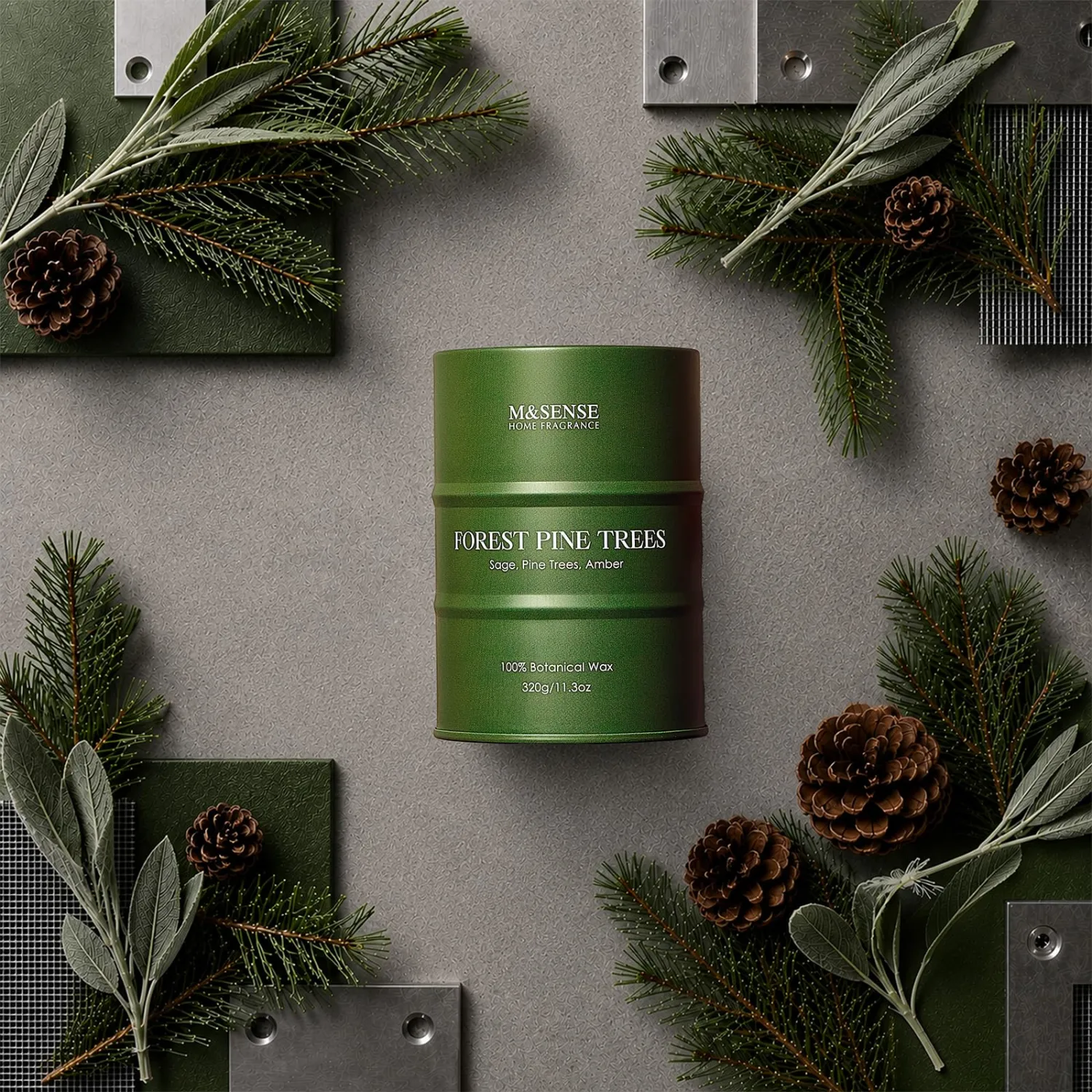 M&SENSE Frosted Pine Scented Candles Natural Non Toxic, Aromatherapy Candle for Stress Relief Meditation Relaxing, Housewarming Gifts for Women Men, 11.3oz 70 Hour Long Burning