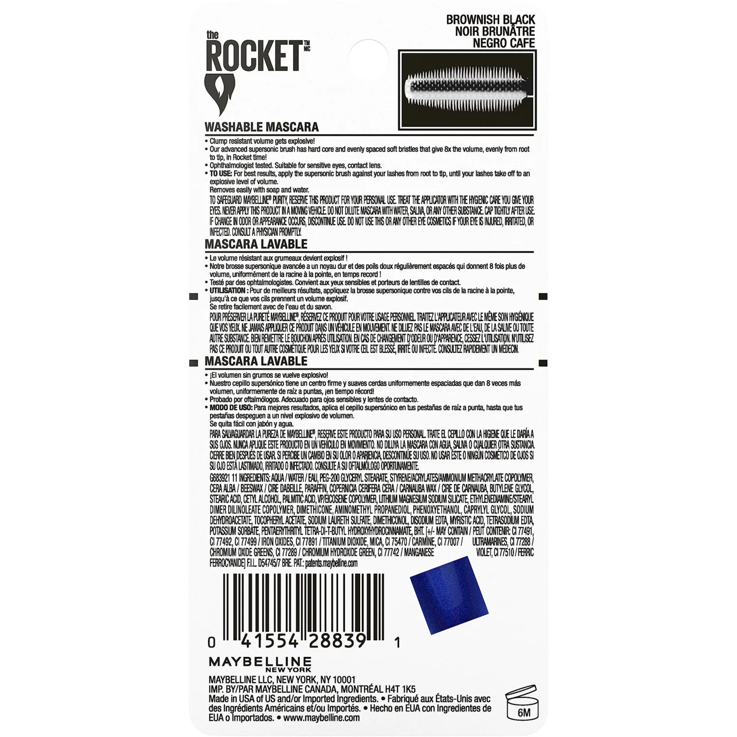 Maybelline New York Volum' Express The Rocket Washable Mascara, Brownish Black, 0.3 fl. oz.