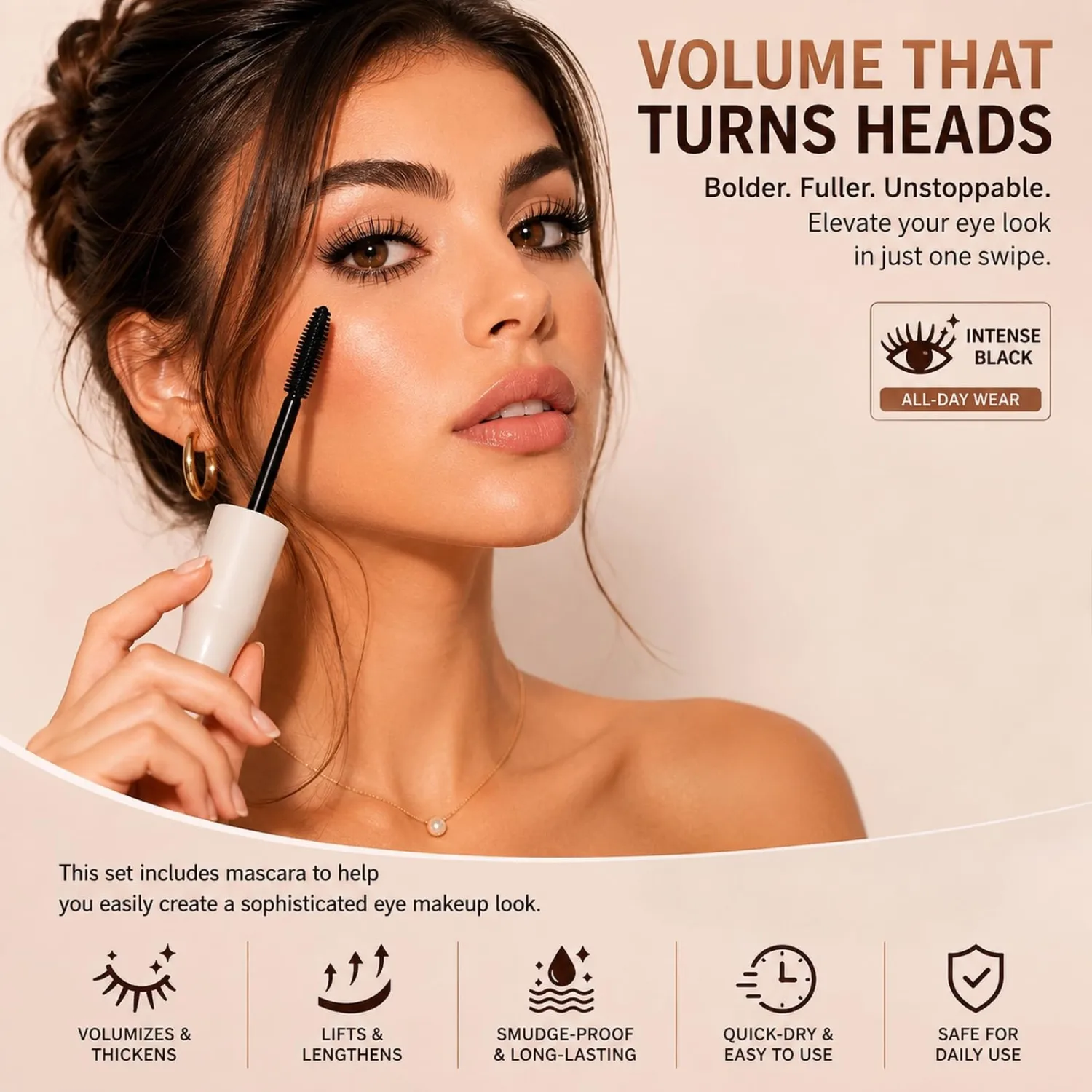 KYDA Black Lash 5D Mascara, Waterproof Thick Silk Fiber Mascara for Women