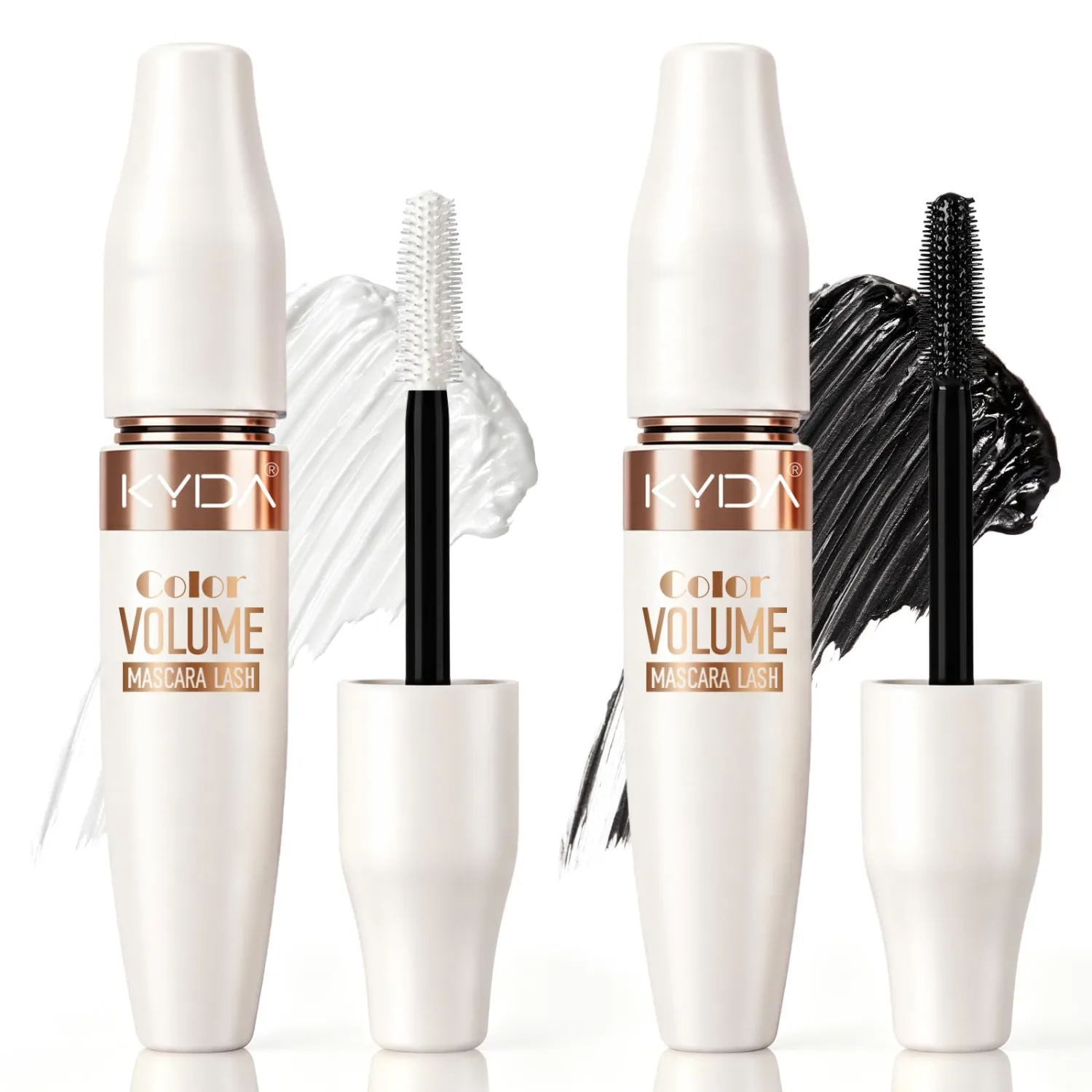 KYDA White Black 5D Mascara Set, Waterproof Thick Fiber Mascara for Women