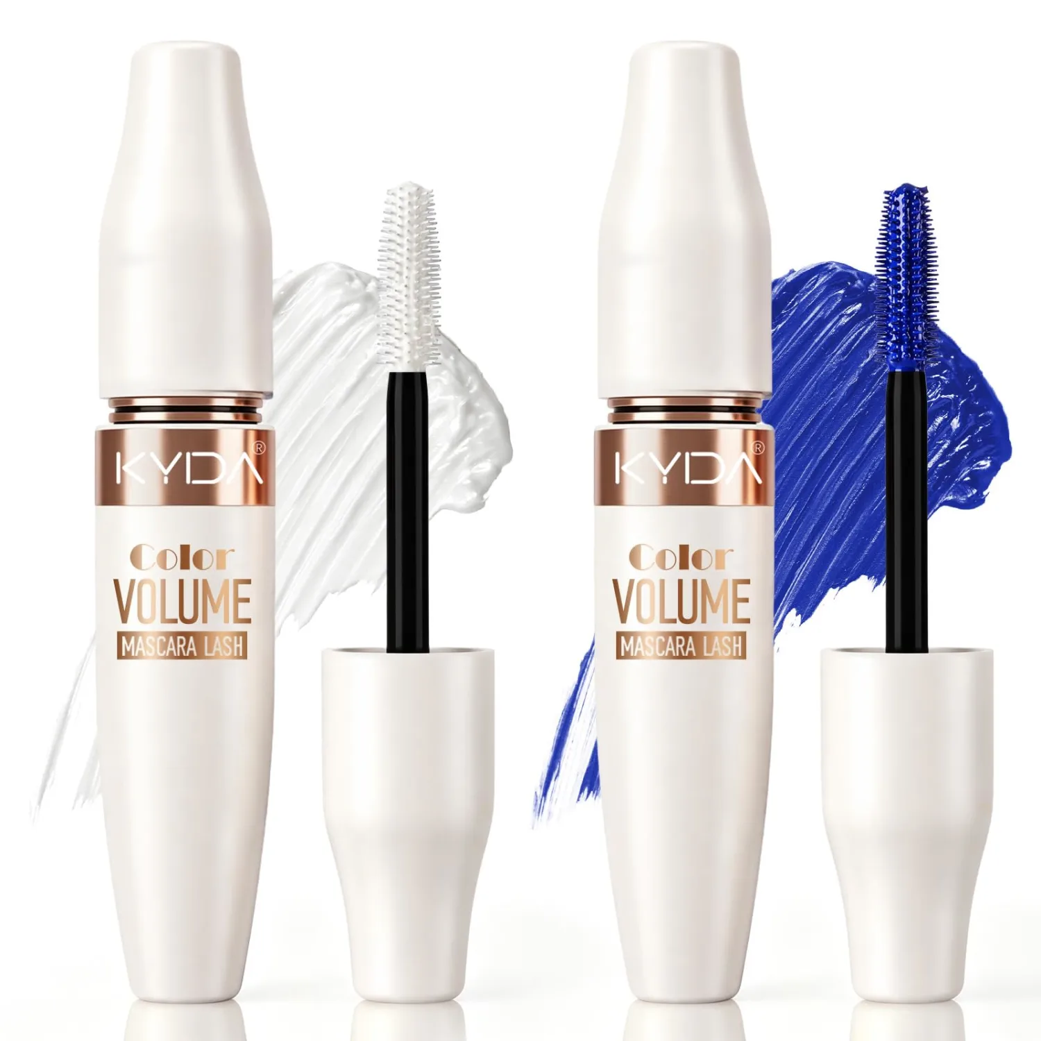 KYDA White Blue 5D Mascara Set, Waterproof Thick Fiber Mascara for Women