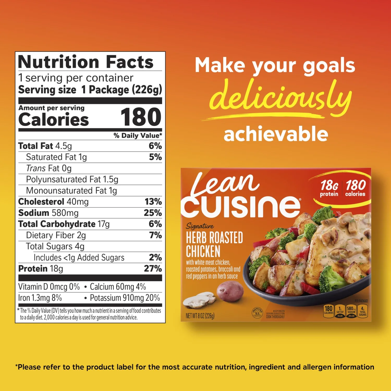 Lean Cuisine Herb Roasted Chicken Frozen Meal, 8 Oz