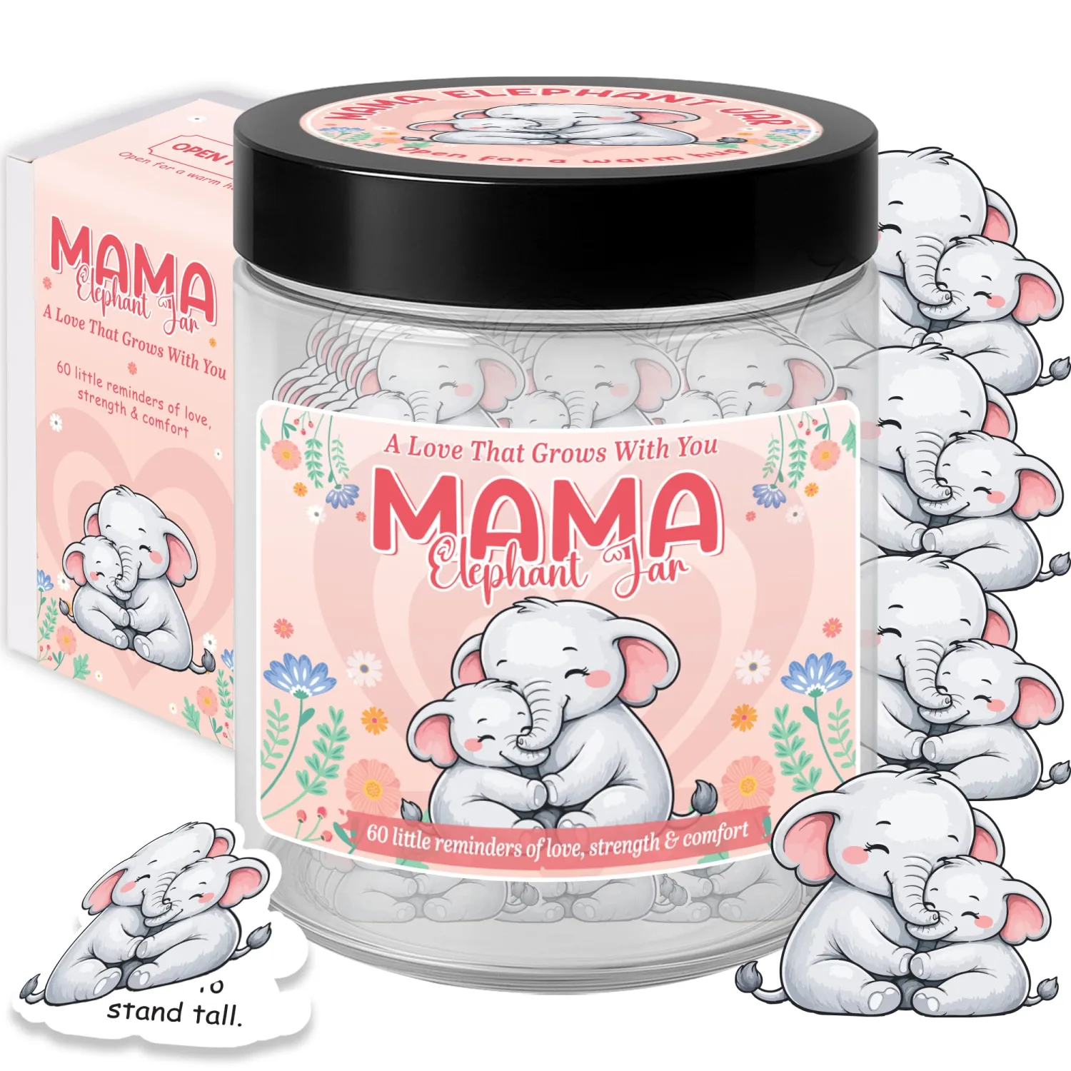 Positive Mama Elephant Jar, Positive Affirmation for Mom, Elephant Gift for Women, Mom Gifts from Daughter or Son, Mothers Day Gift Ideas for Mother, Meaningful Present for Women