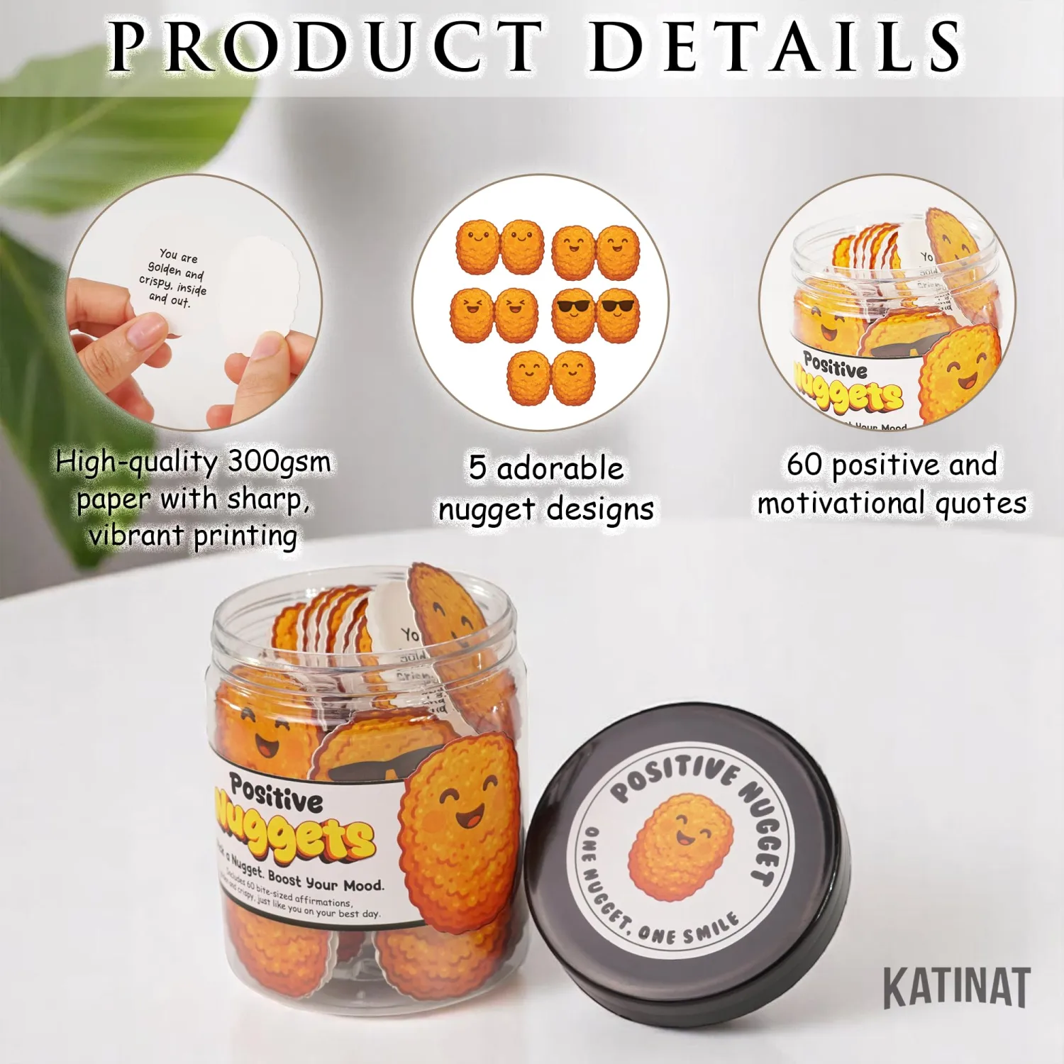 Emotional Supports Chicken Nuggets Jar, 60 Positive Affirmation Cards, Positive Chicken Nugget Jar, Cute Stuff for Teen Girls, Back to School Gift for Teens, Teens Home Room Decor