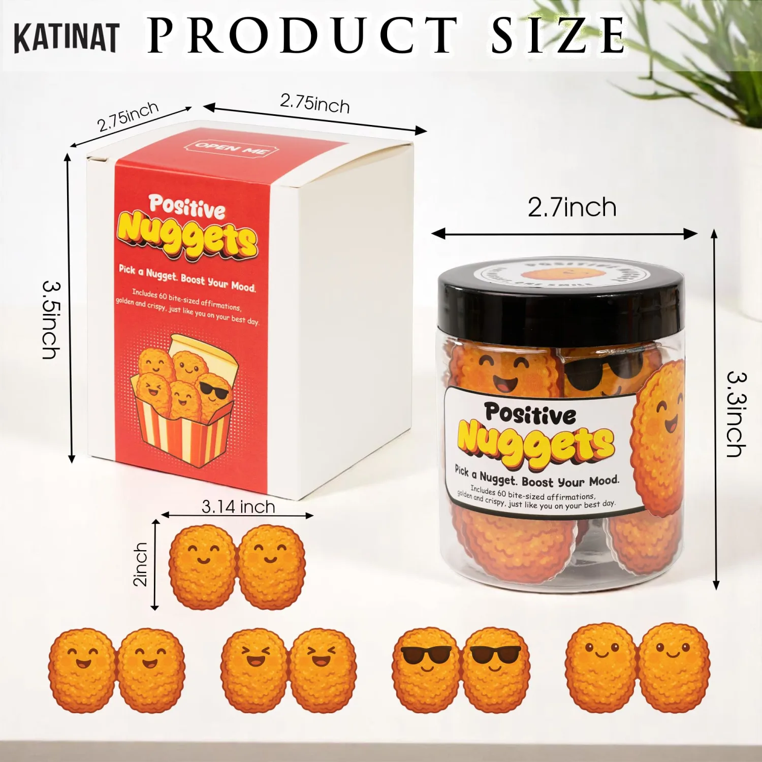 Emotional Supports Chicken Nuggets Jar, 60 Positive Affirmation Cards, Positive Chicken Nugget Jar, Cute Stuff for Teen Girls, Back to School Gift for Teens, Teens Home Room Decor