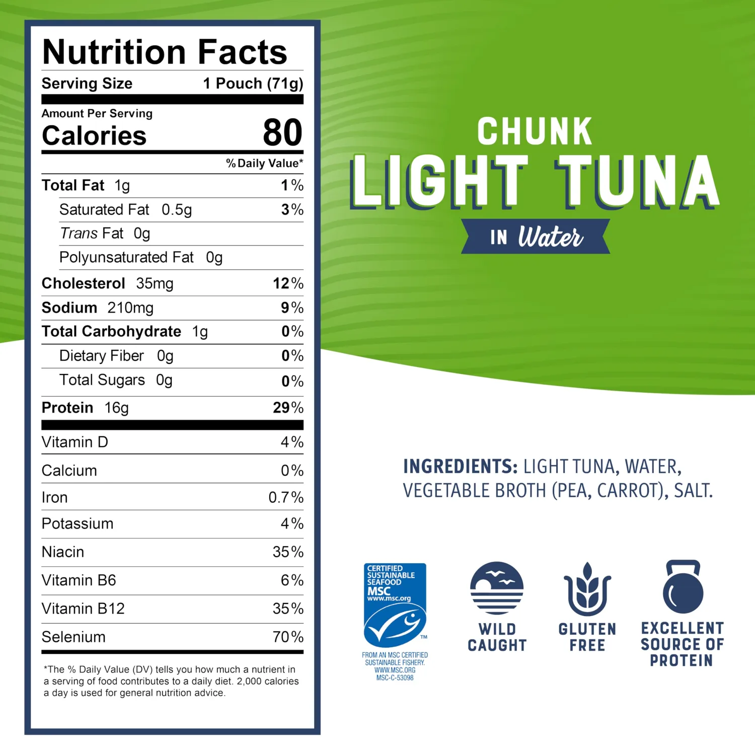 Bumble Bee Chunk Light Tuna in Water, 2.5 oz Pouch (Pack of 5)