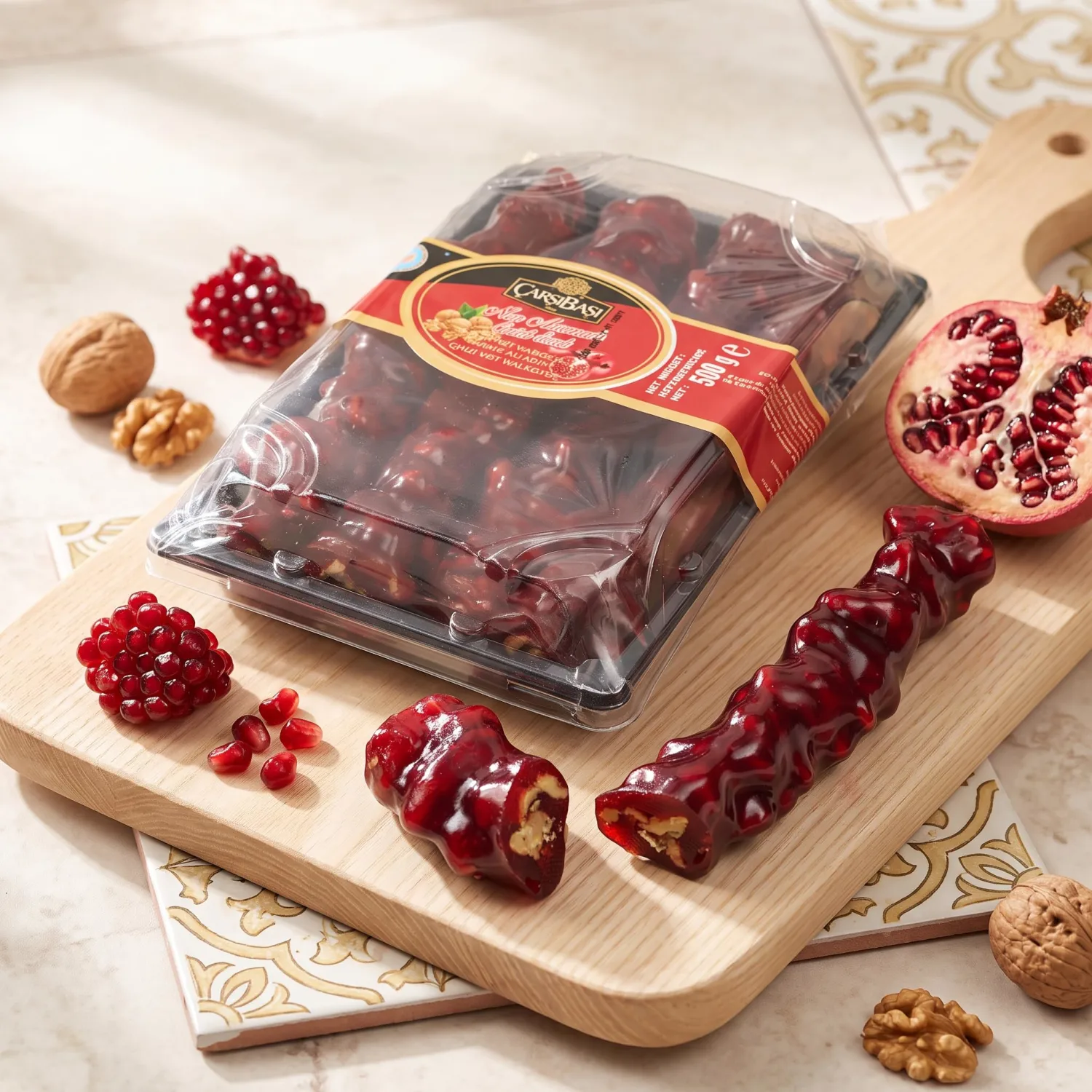 Molasses Pomegranate Walnut Churchkhela, Traditional Turkish Confectionery