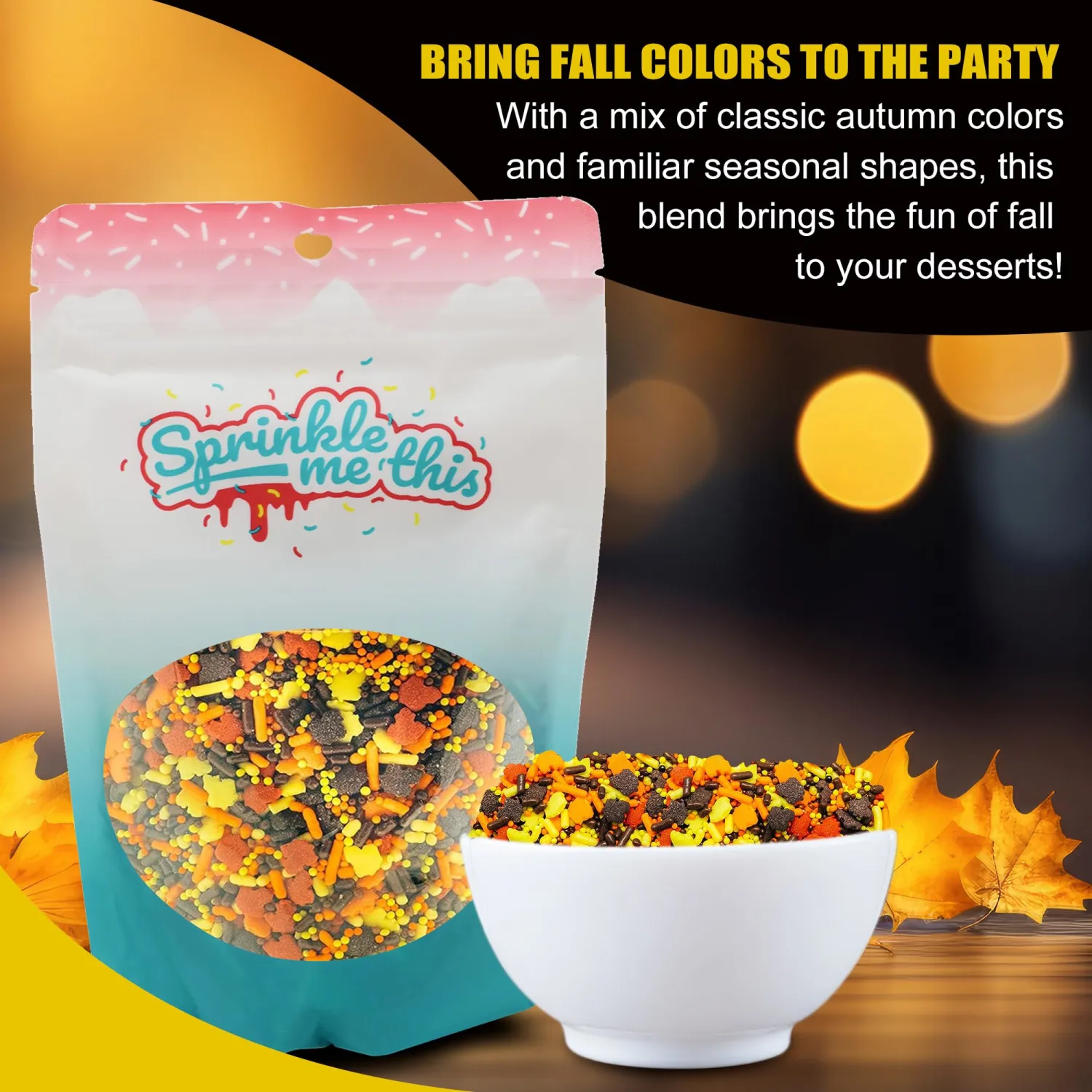 Autumn Foliage Fun- Assorted Fall Sprinkles Autumn Blend Nonpariels Autumn Decorettes Fall leaf blend - Edible Baking sprinkles Cake and Cookie Confetti Sprinkles, Autumn Leaves - 12 Oz