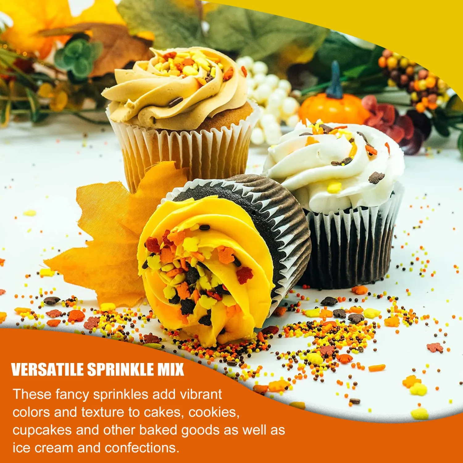 Autumn Foliage Fun- Assorted Fall Sprinkles Autumn Blend Nonpariels Autumn Decorettes Fall leaf blend - Edible Baking sprinkles Cake and Cookie Confetti Sprinkles, Autumn Leaves - 12 Oz