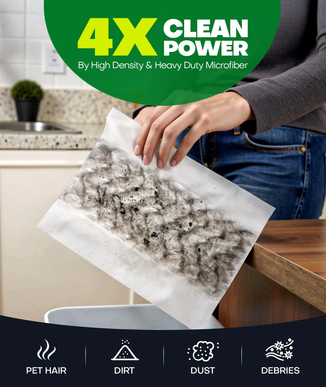 Heavy Duty Dry Sweeping Cloth Refills for Swiffer Sweeper Pet, Unscented Dry Sweeping Pad for Deep Clean, Disposable Mop Pad Refills for Home, Bathroom, Kitchen (30 Count)