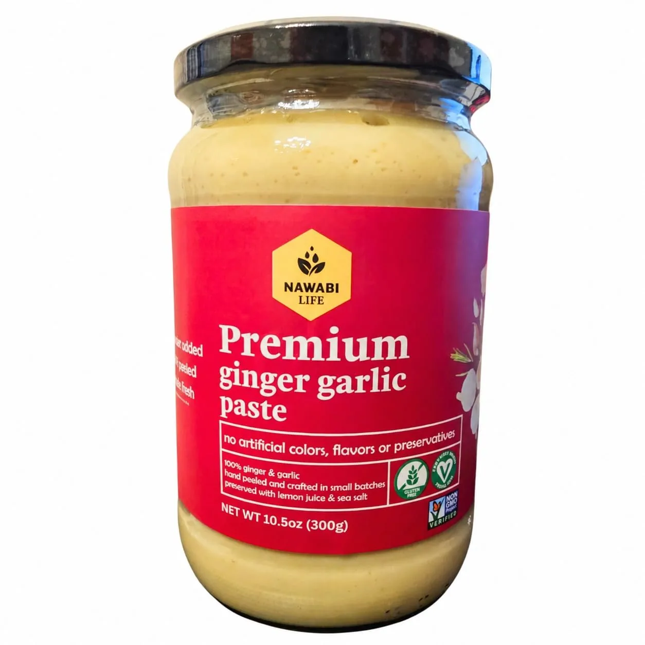 Ginger & Garlic Paste | 100% Natural (Non-GMO) | Gluten Free | Vegan | No Preservatives | No Vinegar | No MSG | Hand Crafted in Small Batches | 10.5oz (300gms) | By Nawabi Life