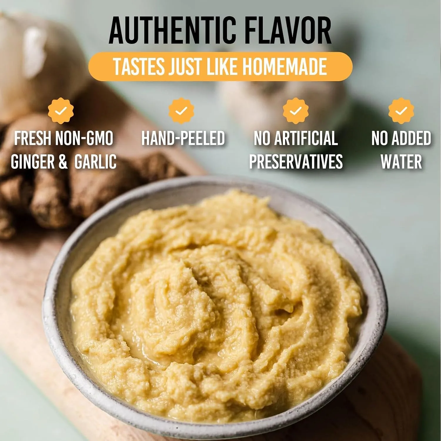 Ginger & Garlic Paste | 100% Natural (Non-GMO) | Gluten Free | Vegan | No Preservatives | No Vinegar | No MSG | Hand Crafted in Small Batches | 10.5oz (300gms) | By Nawabi Life
