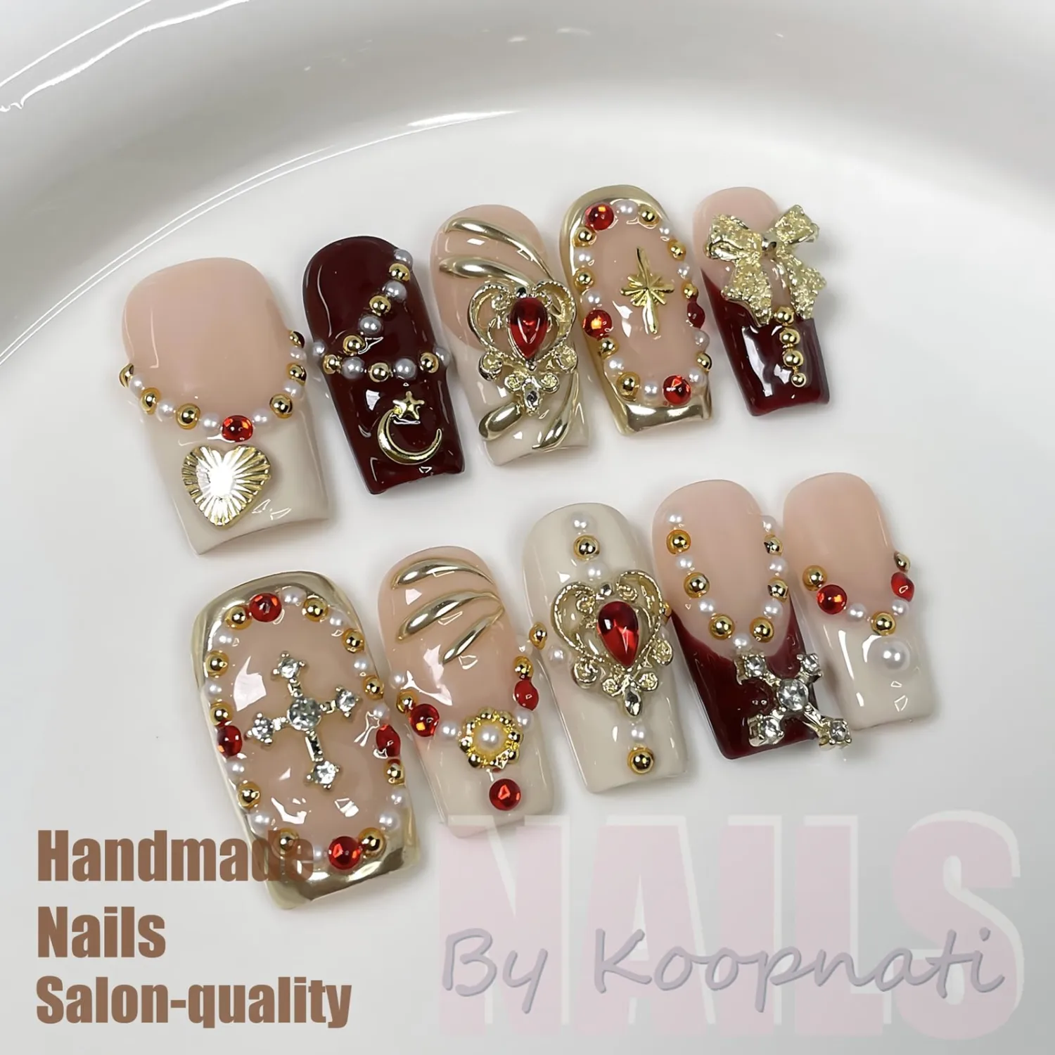 Handmade Press On Nails Duck White Homemade Press On Nails French Tip With 3D Design Fake Nail Art For Women M
