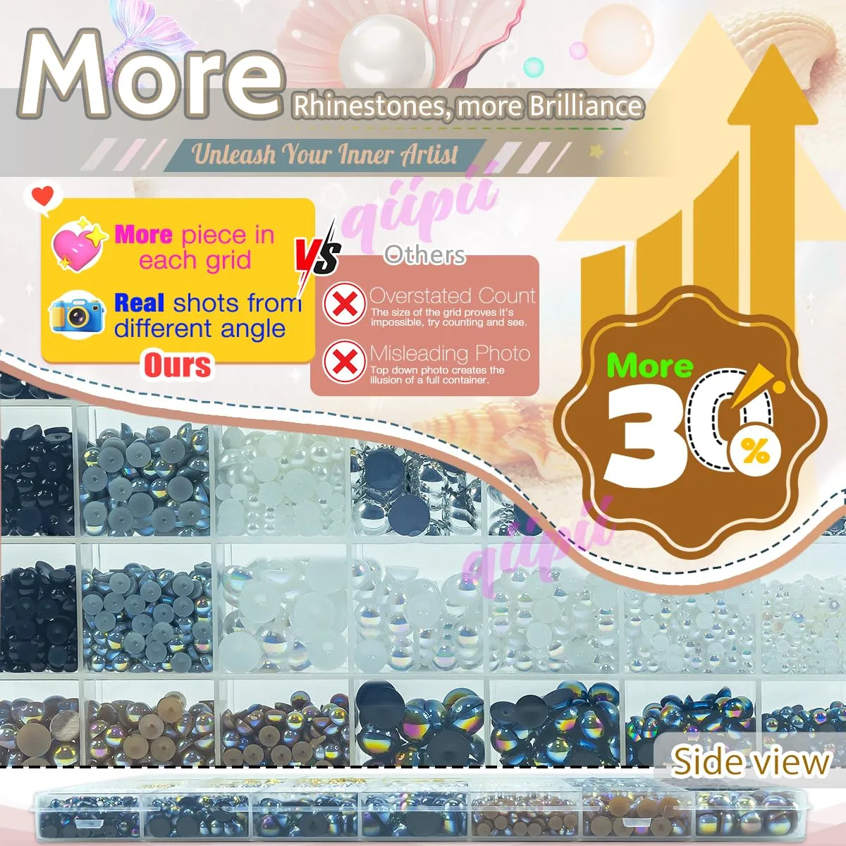 qiipii 28 Types Flatback Half Pearls w B7000 Jewelry Glue for Bedazzling Crafting 3mm 4mm 6mm 8mm 10mm Colorful Golden Silver Black White AB Charms for Nails Face Eyes Makeup Crafts Tumblers Bottles