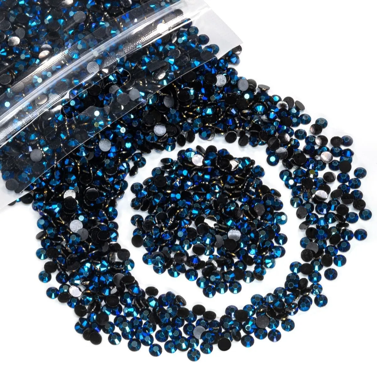 qiipii 14000PCS 2mm Ink Blue Resin Rhinestones for Crafting Navy Blue Flatback Jelly Stones Gems Bulk SS6 Black AB Diamonds Charms for Nails Face Makeup Tumblers Bottle DIY Crafts Clothes Shoes Phones