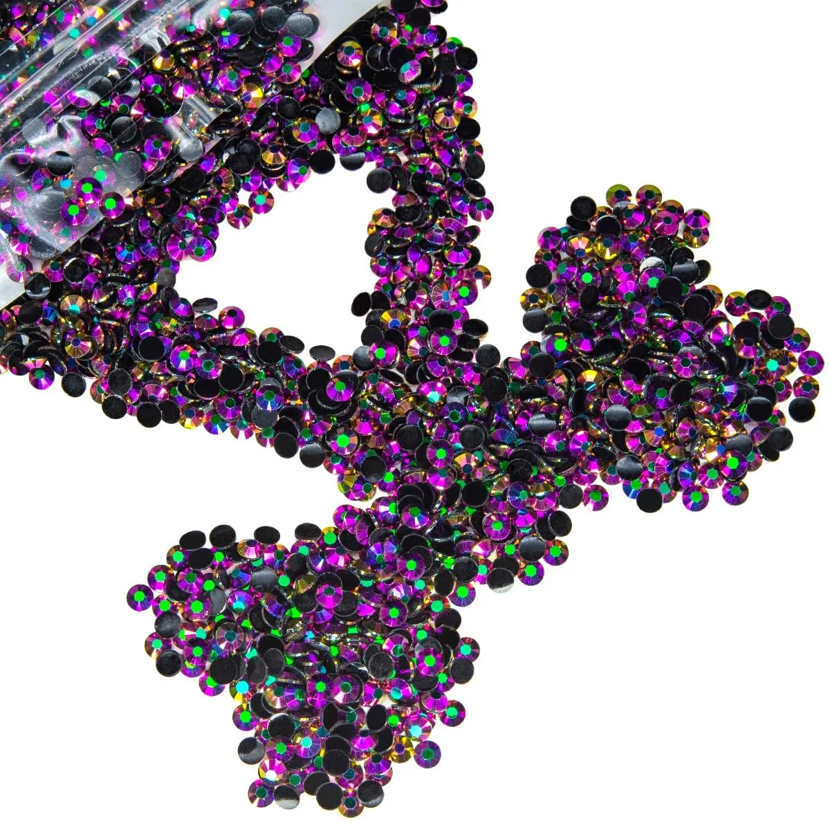 qiipii 1280PCS 6mm Vibrant Purple AB Resin Rhinestones for Crafting Black Purple Flatback Jelly Stones Bulk SS30 No-Hotfix Diamonds Gems Charms for Nails Face Eyes Makeup Tumblers Bottles DIY Crafts