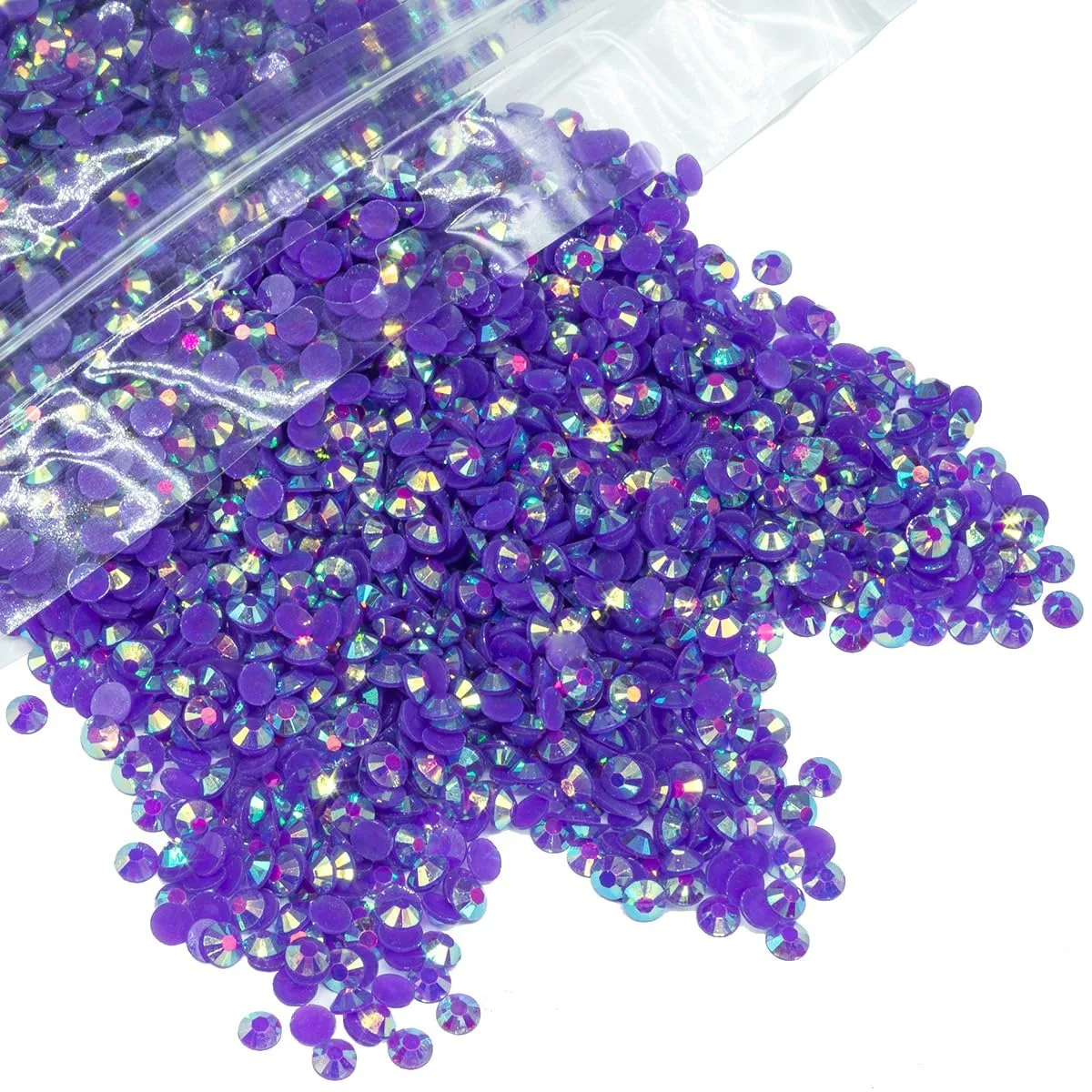 qiipii 5050PCS 5mm Dark Purple AB Resin Rhinestones for Crafting Deep Purple AB Flat Back Jelly Resin Stones Bulk SS20 Non-Hotfix Diamonds Crystals Gems Charms for Nails Face Makeup Mugs Tumblers DIY