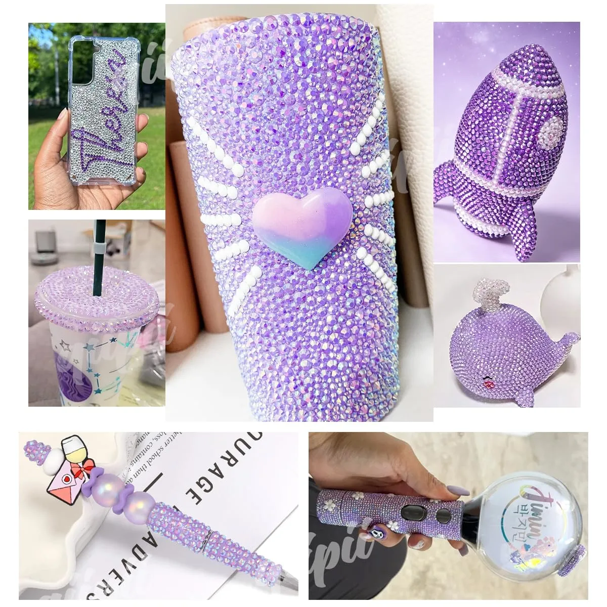 qiipii 5050PCS 5mm Dark Purple AB Resin Rhinestones for Crafting Deep Purple AB Flat Back Jelly Resin Stones Bulk SS20 Non-Hotfix Diamonds Crystals Gems Charms for Nails Face Makeup Mugs Tumblers DIY