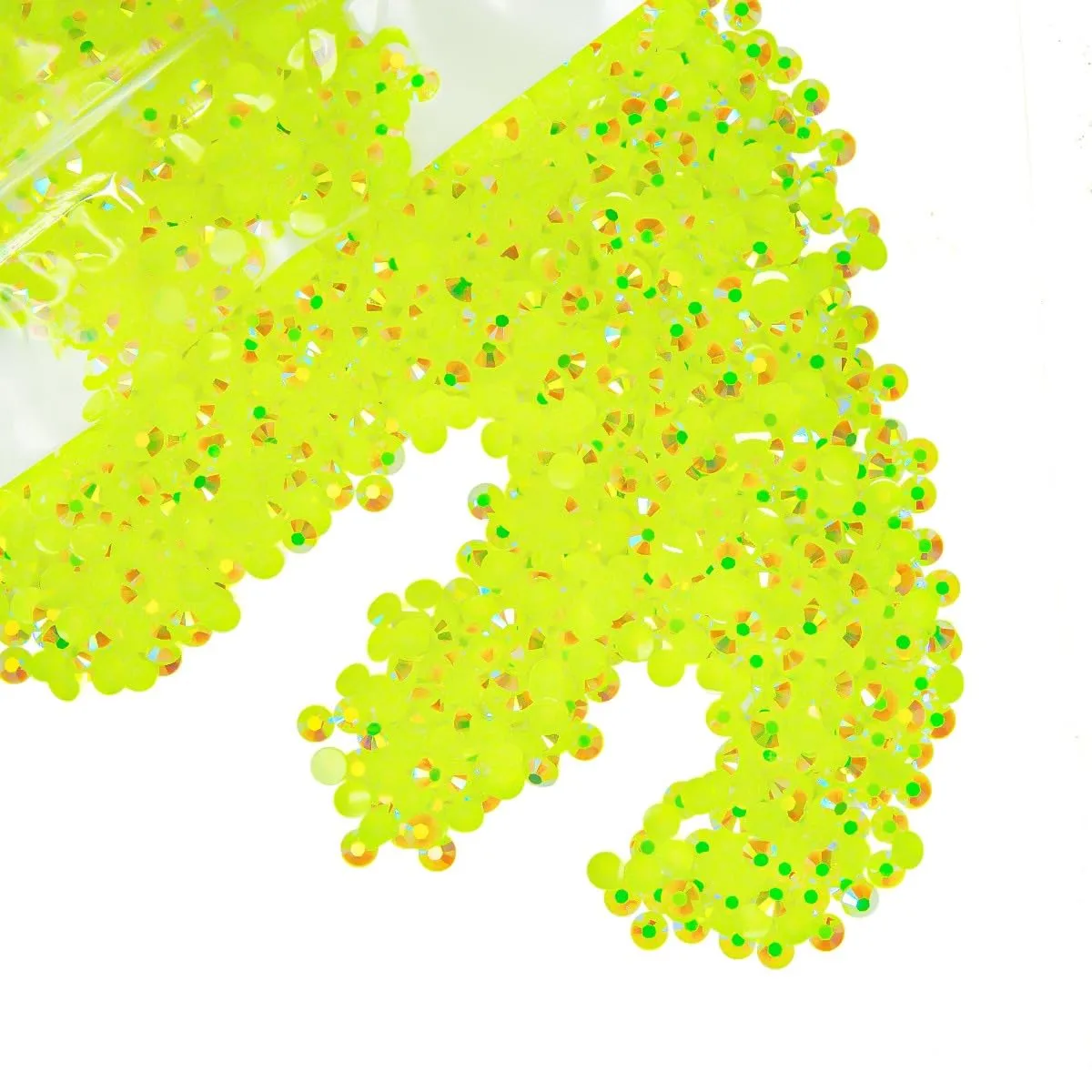 qiipii 5000PCS 4mm Neon Yellow AB Resin Rhinestones for Crafting Fluorescent Yellow Flatback Jelly Stones Gems Bulk SS16 Diamonds for Nails Face Eyes Makeup Tumblers Bottles DIY Crafts Clothes Shoes