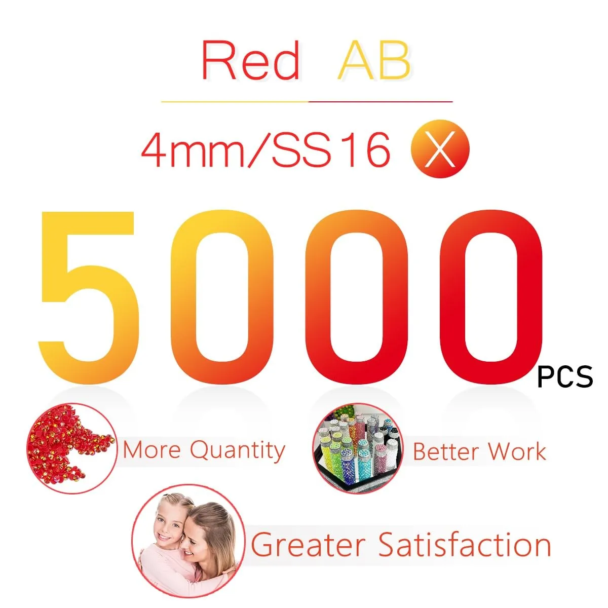 qiipii 5000PCS 4mm Red AB Resin Rhinestones for Crafts Dark Red AB Flatback Jelly Rhinestones Bulk SS16 Non-Hotfix Stones Diamonds Crystals Gems for Mugs Tumblers Bottles Cups DIY Crafts Decoration