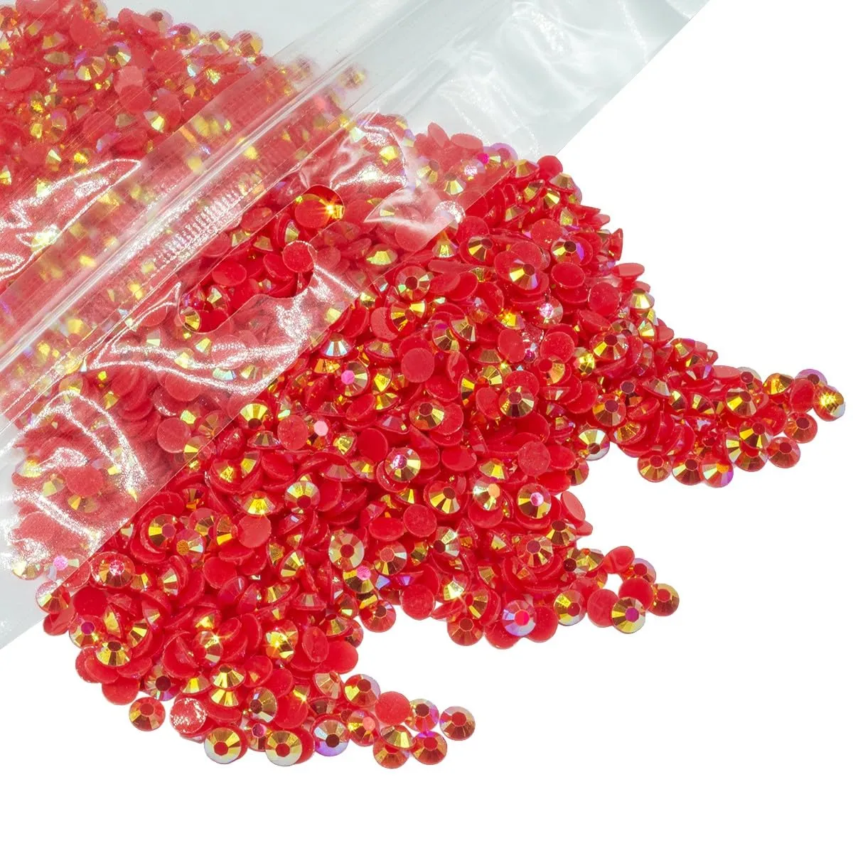 qiipii 5000PCS 4mm Red AB Resin Rhinestones for Crafts Dark Red AB Flatback Jelly Rhinestones Bulk SS16 Non-Hotfix Stones Diamonds Crystals Gems for Mugs Tumblers Bottles Cups DIY Crafts Decoration