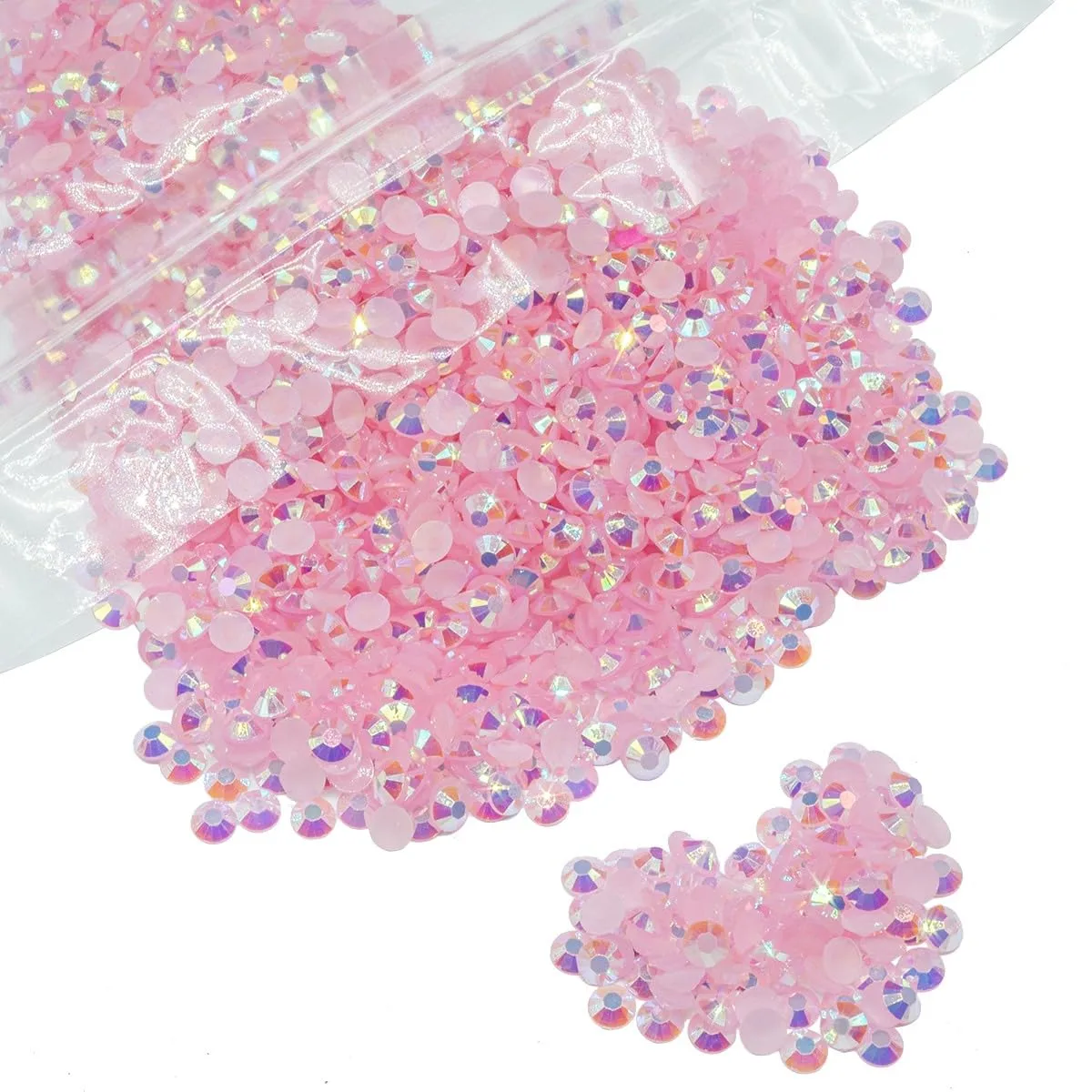 qiipii 5000PCS 4mm Light Pink AB Resin Rhinestones for Crafts Pink AB Flatback Jelly Rhinestones Bulk SS16 Non-Hotfix Stones Diamonds Crystals Gems for Mugs Tumblers Bottles DIY Crafts Decoration