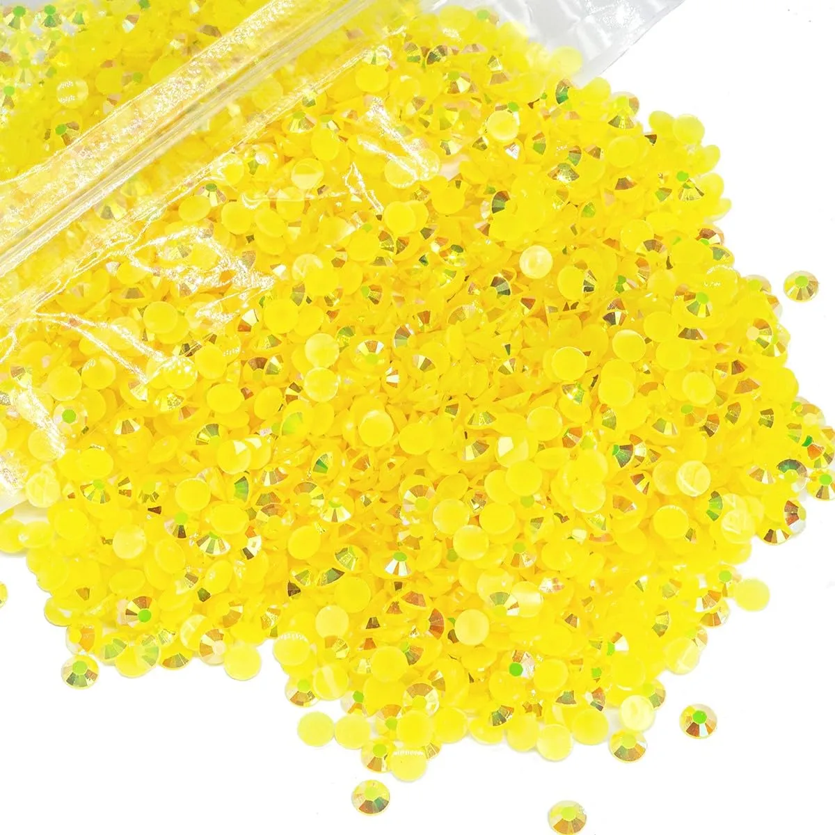 qiipii 5050PCS 5mm Lemon Yellow AB Resin Rhinestones for Crafting Citrine AB Flat Back Jelly Resin Rhinestones Bulk SS20 Non-Hotfix Stones Diamonds Crystals Gems for Mugs Tumblers Bottles DIY Crafts