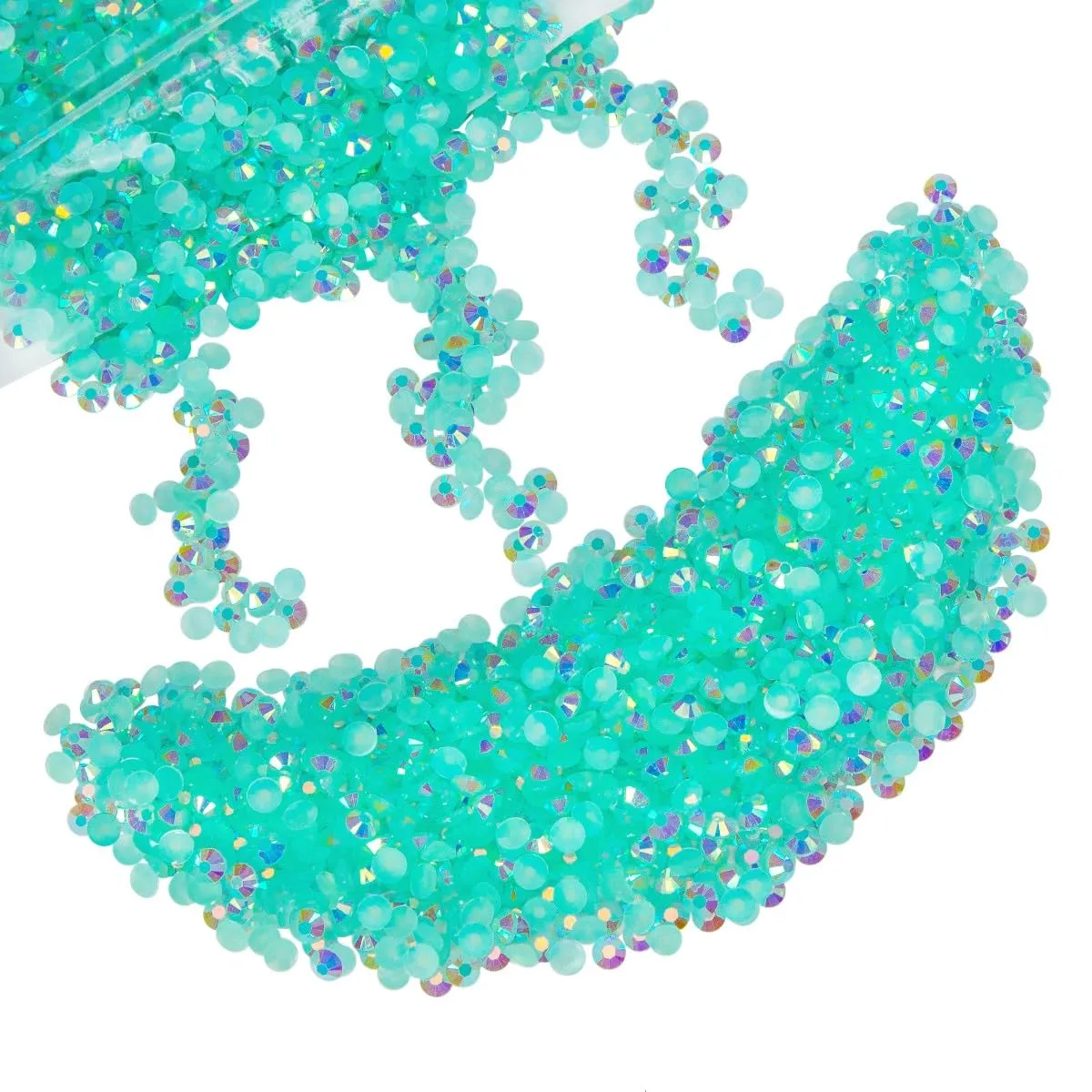 qiipii 1280PCS 6mm Aquamarine Green AB Resin Rhinestones for Crafting Water Green Flatback Jelly Stones Gems Bulk SS30 Diamonds Charms Supplies for Nails Face Eyes Makeup Mugs Tumblers Bottles Crafts