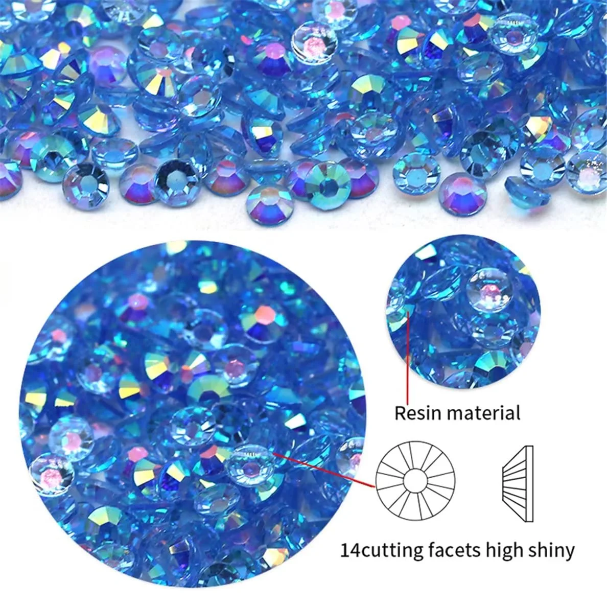 1440 Pcs SS20 5mm AB Flatback Rhinestones for Nails Art Crafts Transparent Glitter Round Gems Crystals DIY Clothes Shoes(Clear White AB)