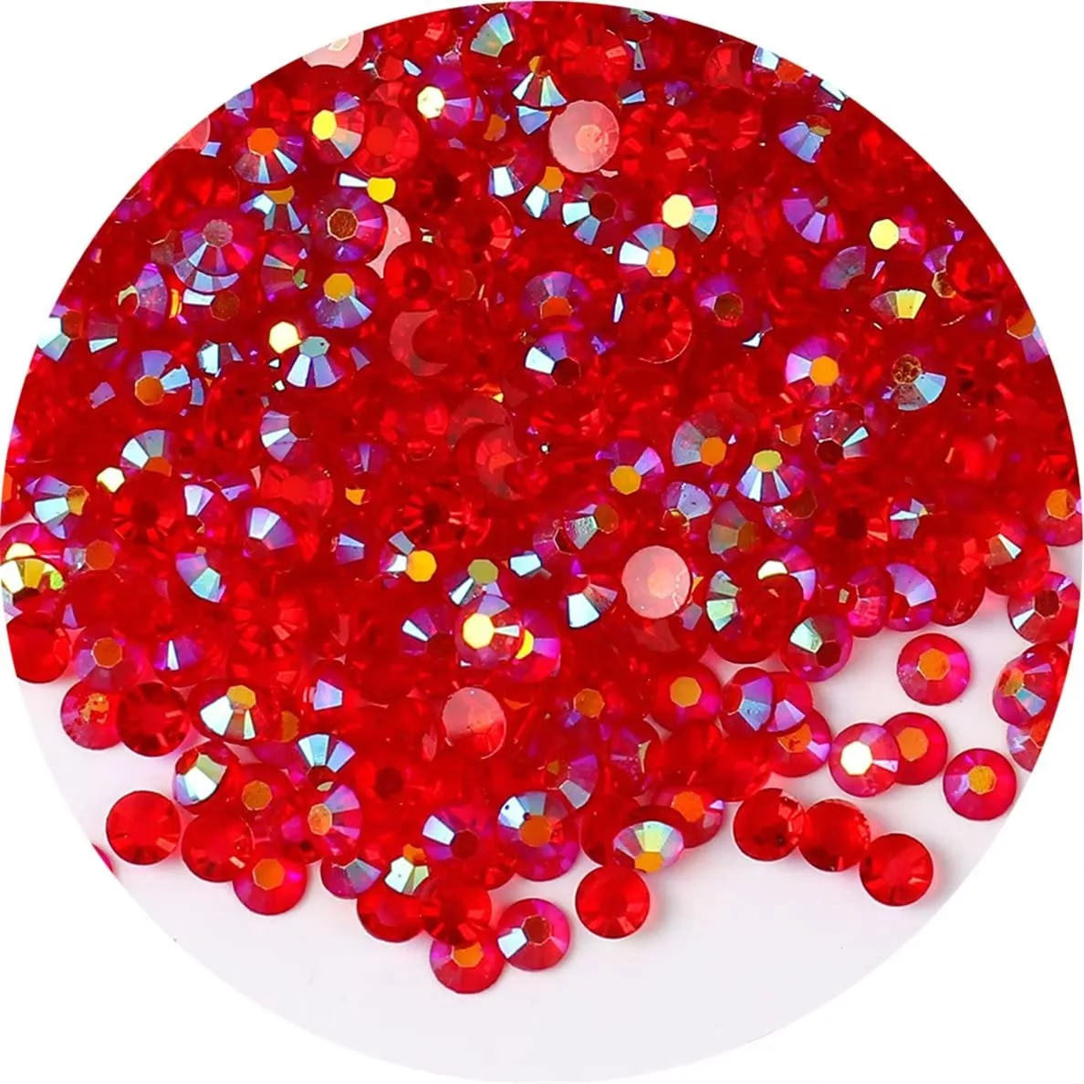 2250 Pcs SS16 4mm AB Flatback Rhinestones for Nails Art Crafts Transparent Glitter Round Gems Crystals DIY Clothes Shoes(Clear Red AB)